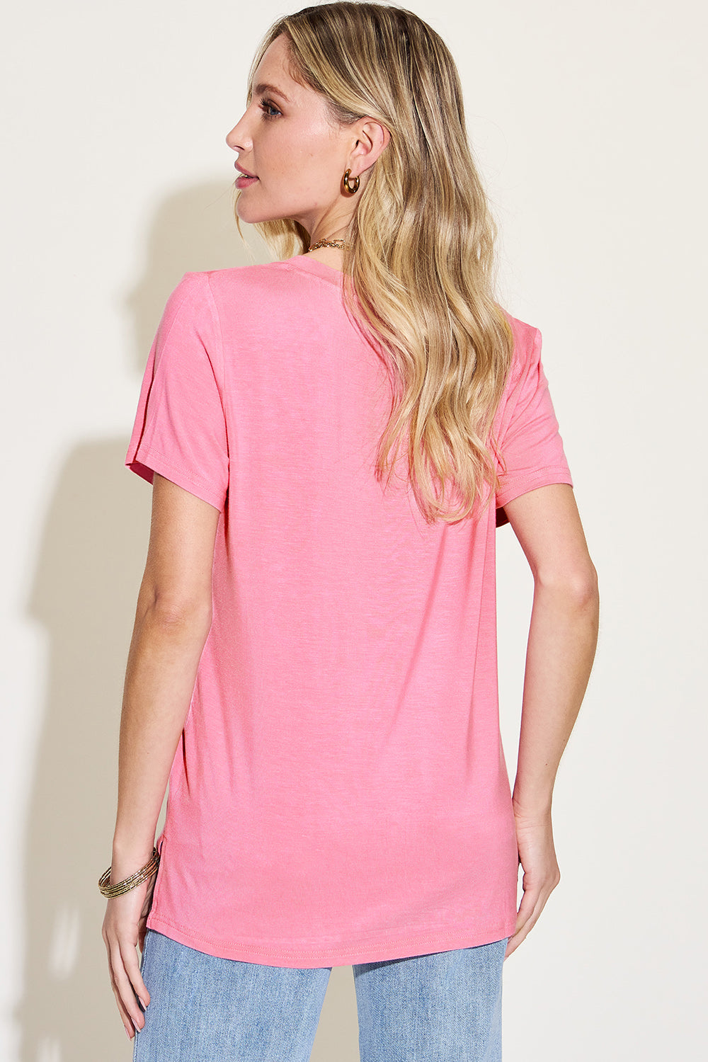 Basic Bae Full Size V-Neck High-Low T-Shirt ShopBasicbae