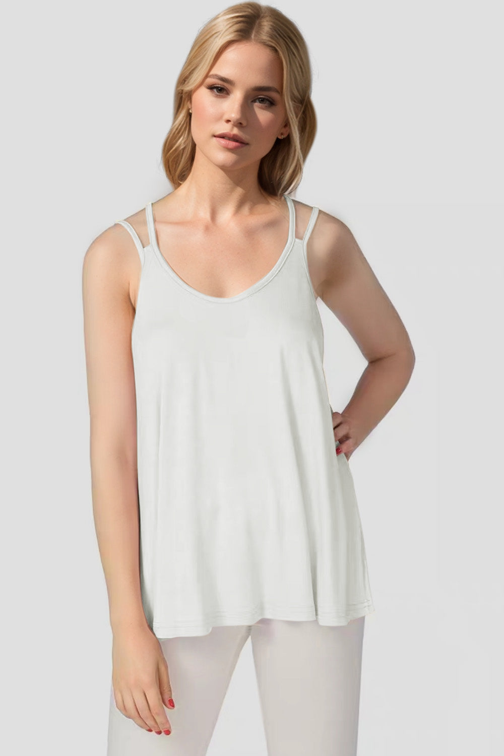 Basic Bae Bamboo Scoop Neck Double Spaghetti Straps Cami ShopBasicbae