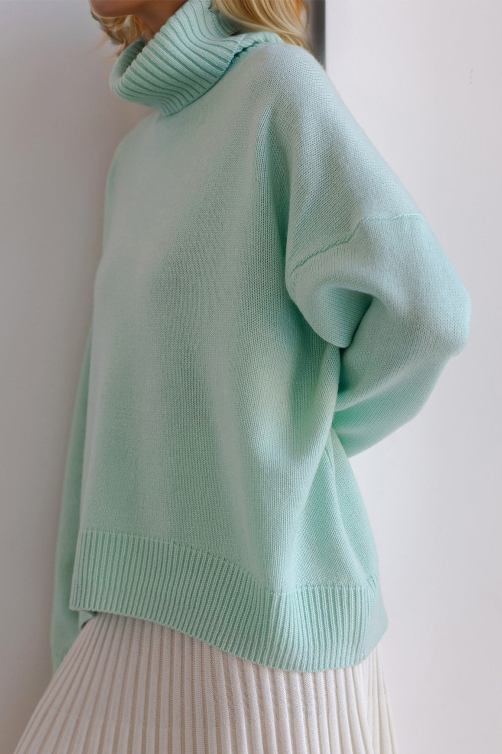 Basic Bae Turtleneck Dropped Shoulder Long Sleeve Sweater ShopBasicbae