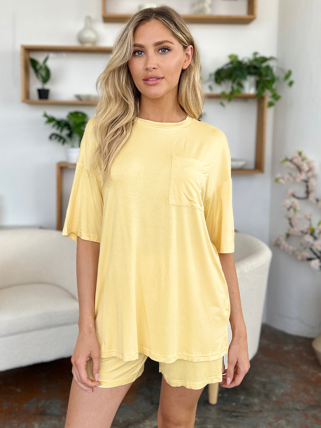 Basic Bae Bamboo Full Size Round Neck Drop Shoulder T-Shirt and Shorts Set ShopBasicbae