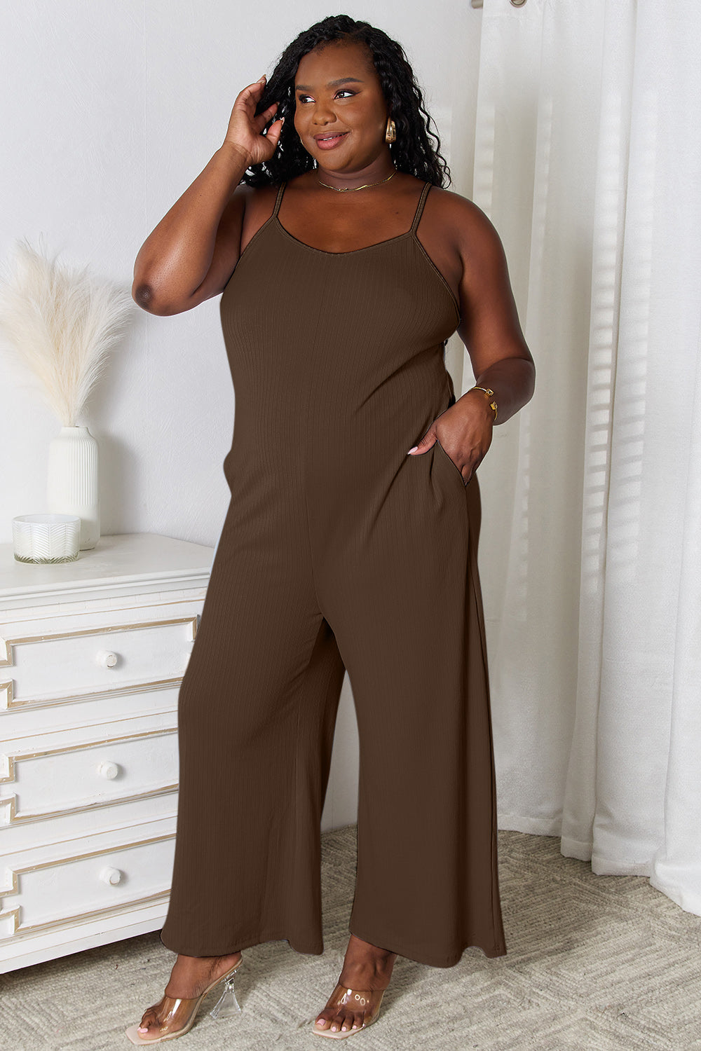 Basic Bae Full Size Spaghetti Strap V-Neck Jumpsuit ShopBasicbae