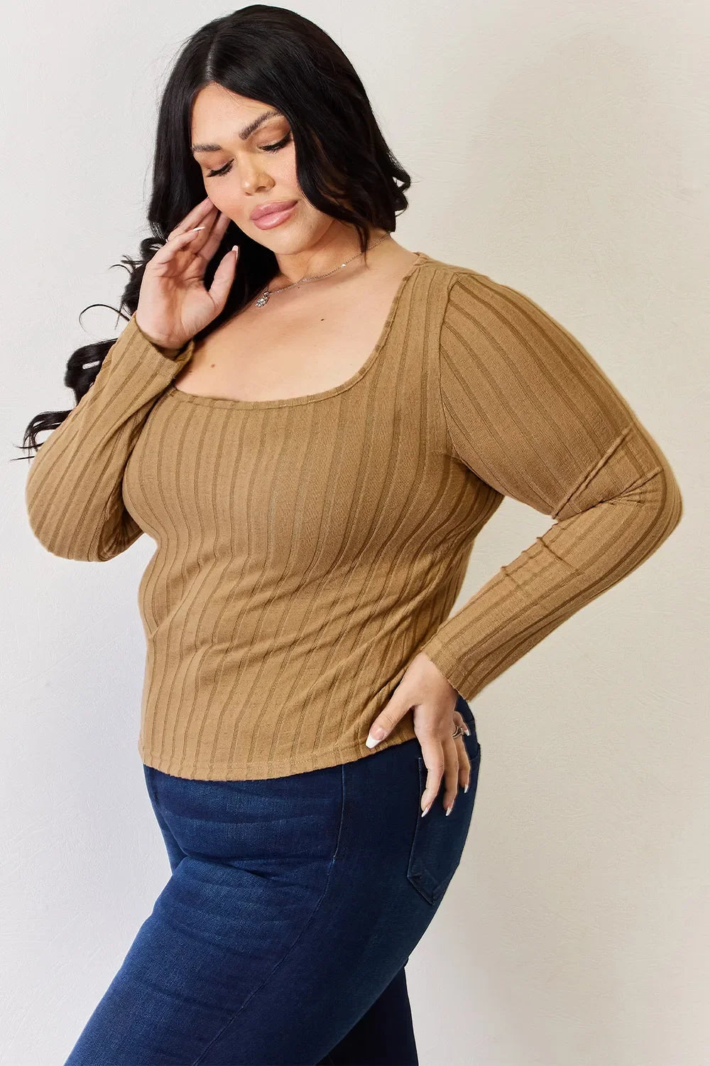 Basic Bae Full Size Ribbed Long Sleeve T-Shirt ShopBasicbae