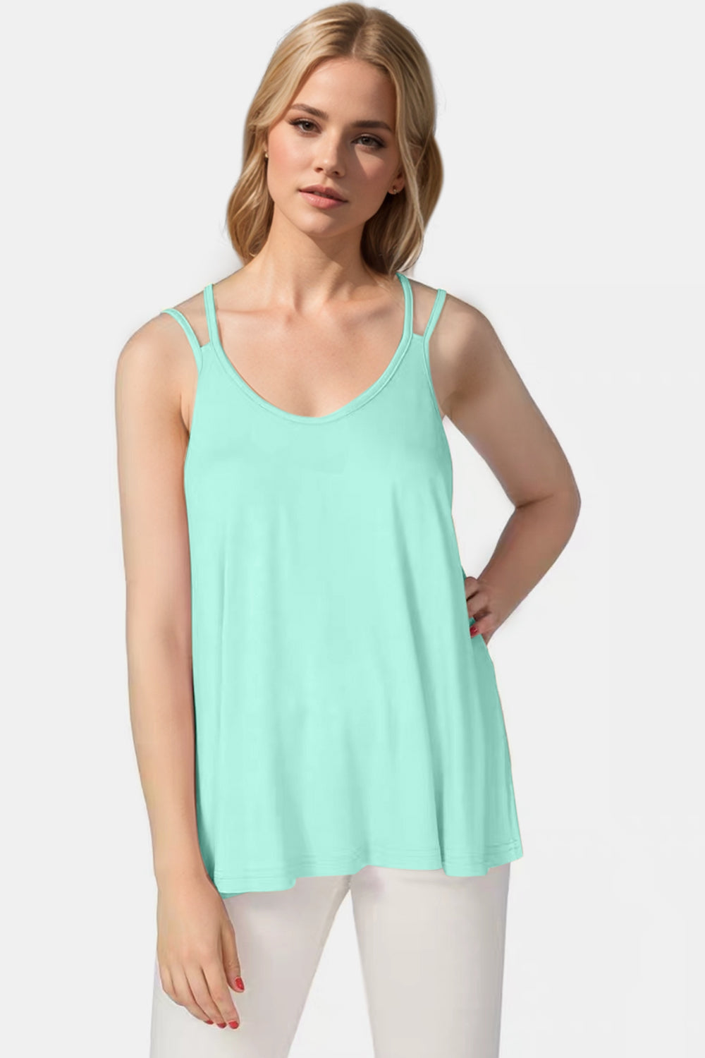 Basic Bae Bamboo Scoop Neck Double Spaghetti Straps Cami ShopBasicbae