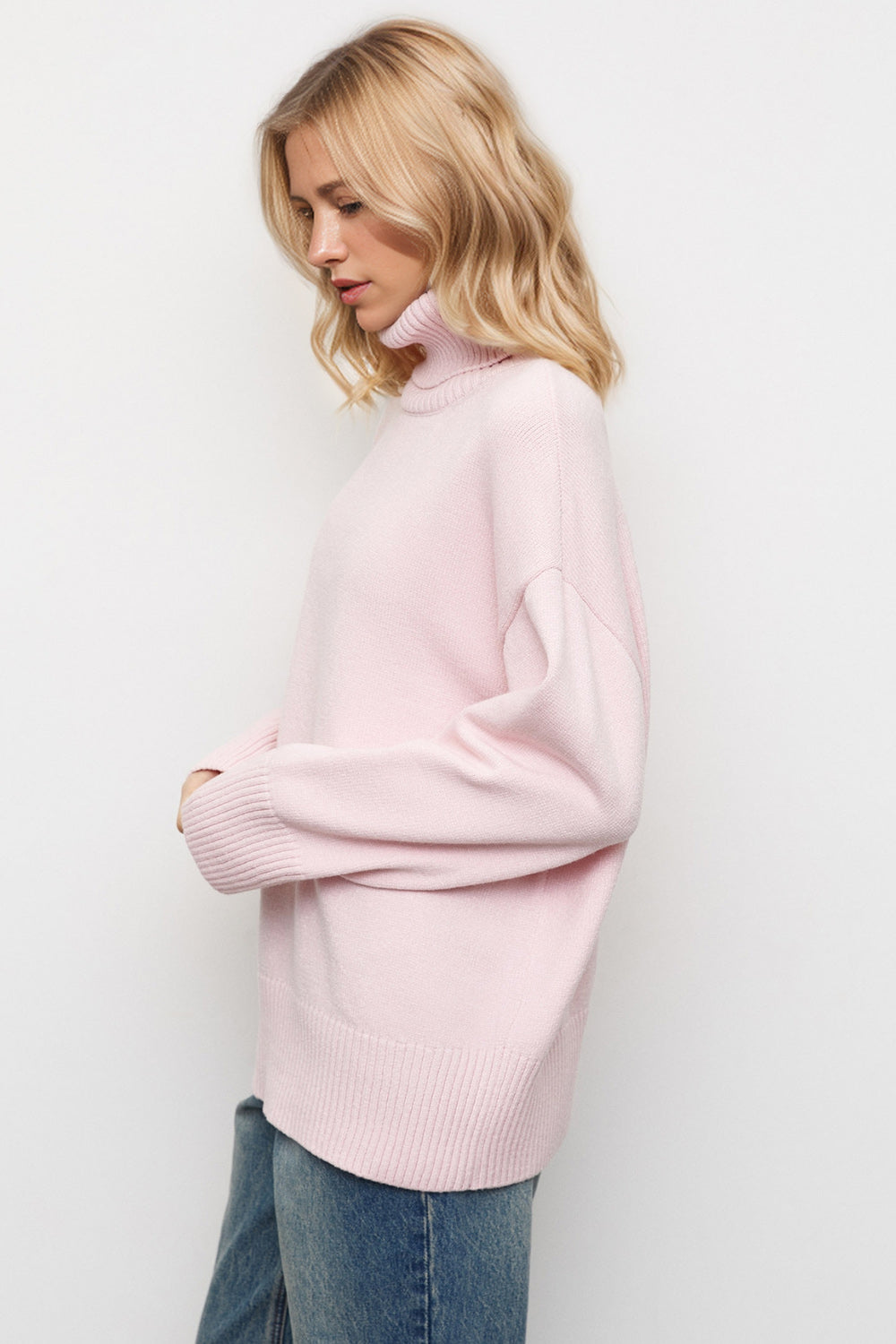 Basic Bae Turtleneck Dropped Shoulder Long Sleeve Sweater ShopBasicbae
