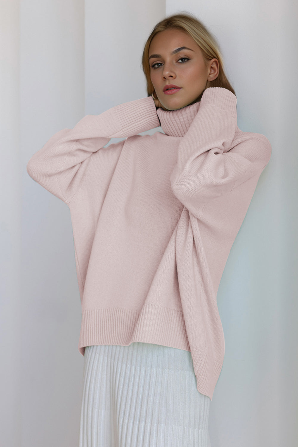 Basic Bae Turtleneck Dropped Shoulder Long Sleeve Sweater ShopBasicbae