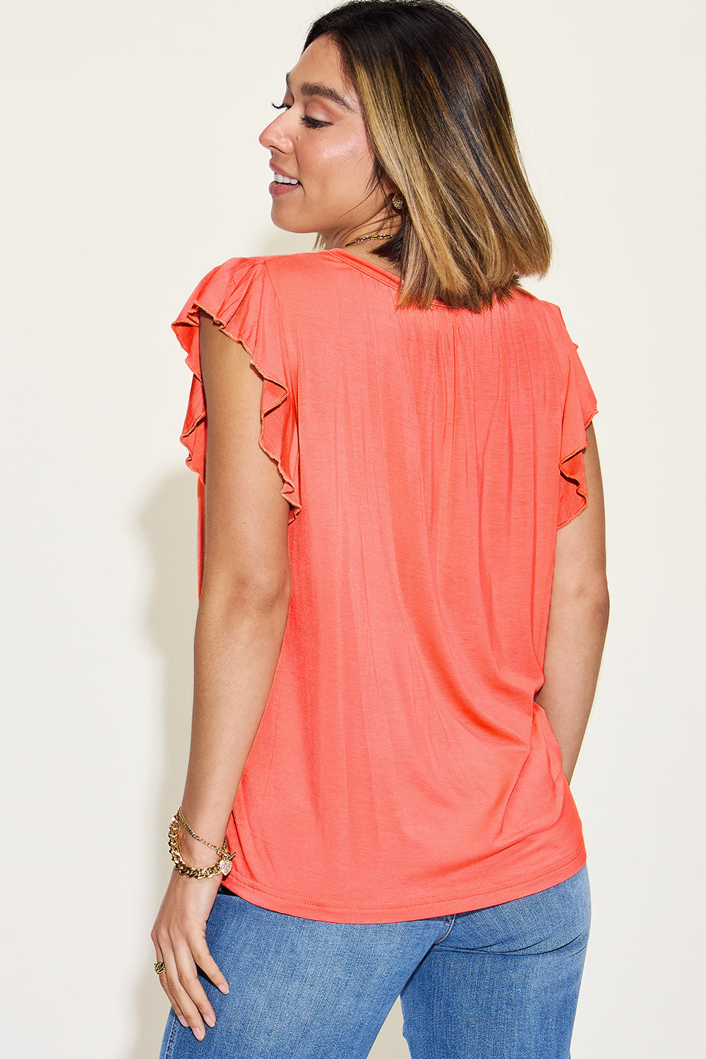 Basic Bae Full Size Bamboo Notched Ruffled Short Sleeve T-Shirt ShopBasicbae