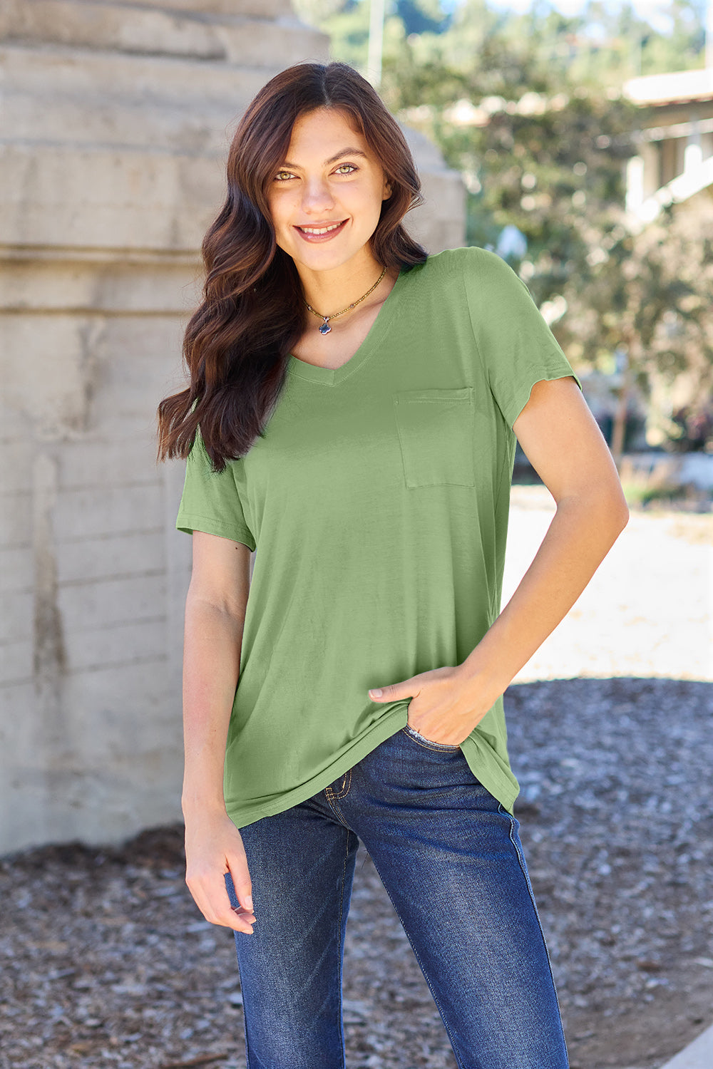 Basic Bae Bamboo Full Size  V-Neck Short Sleeve T-Shirt ShopBasicbae