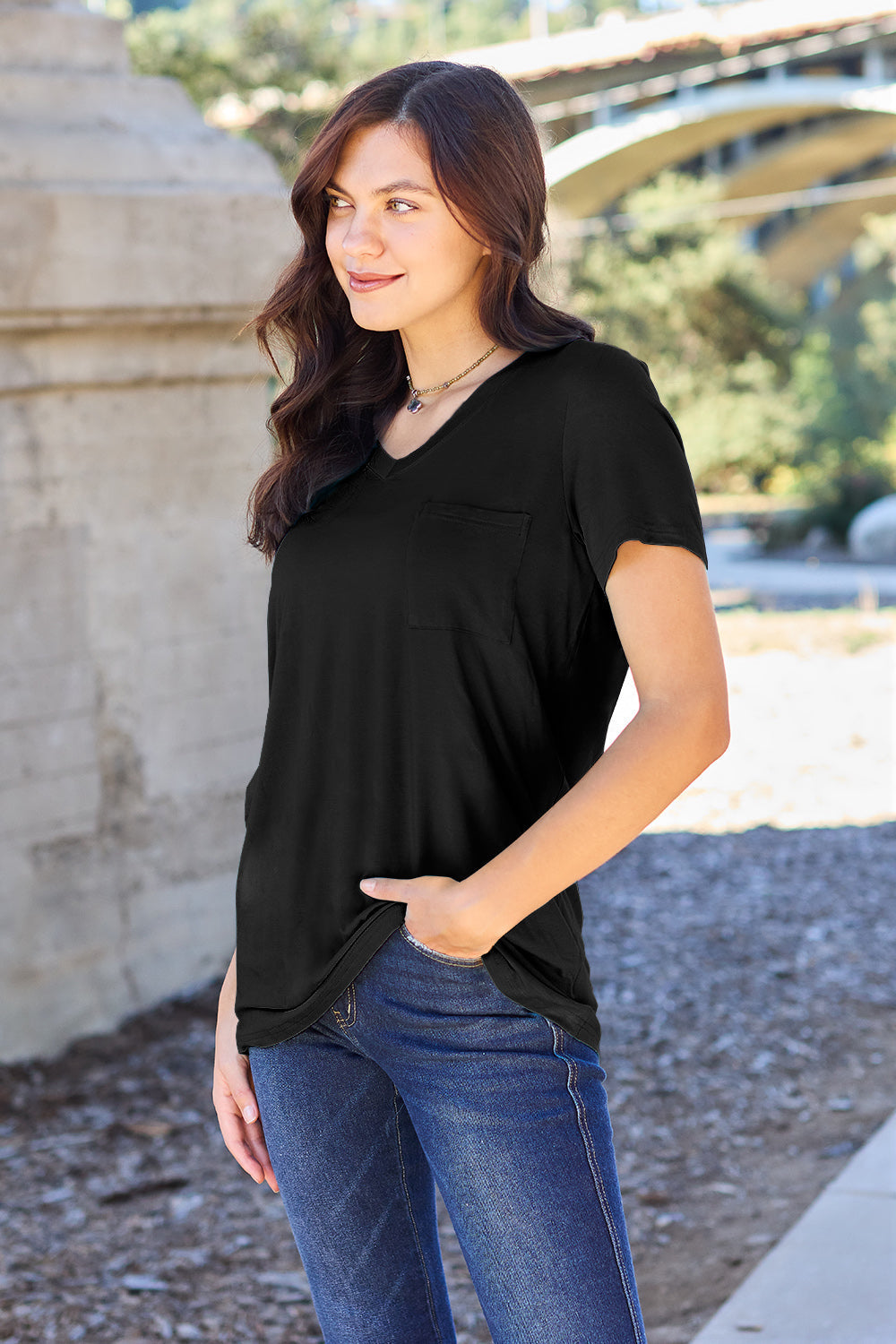 Basic Bae Bamboo Full Size  V-Neck Short Sleeve T-Shirt ShopBasicbae