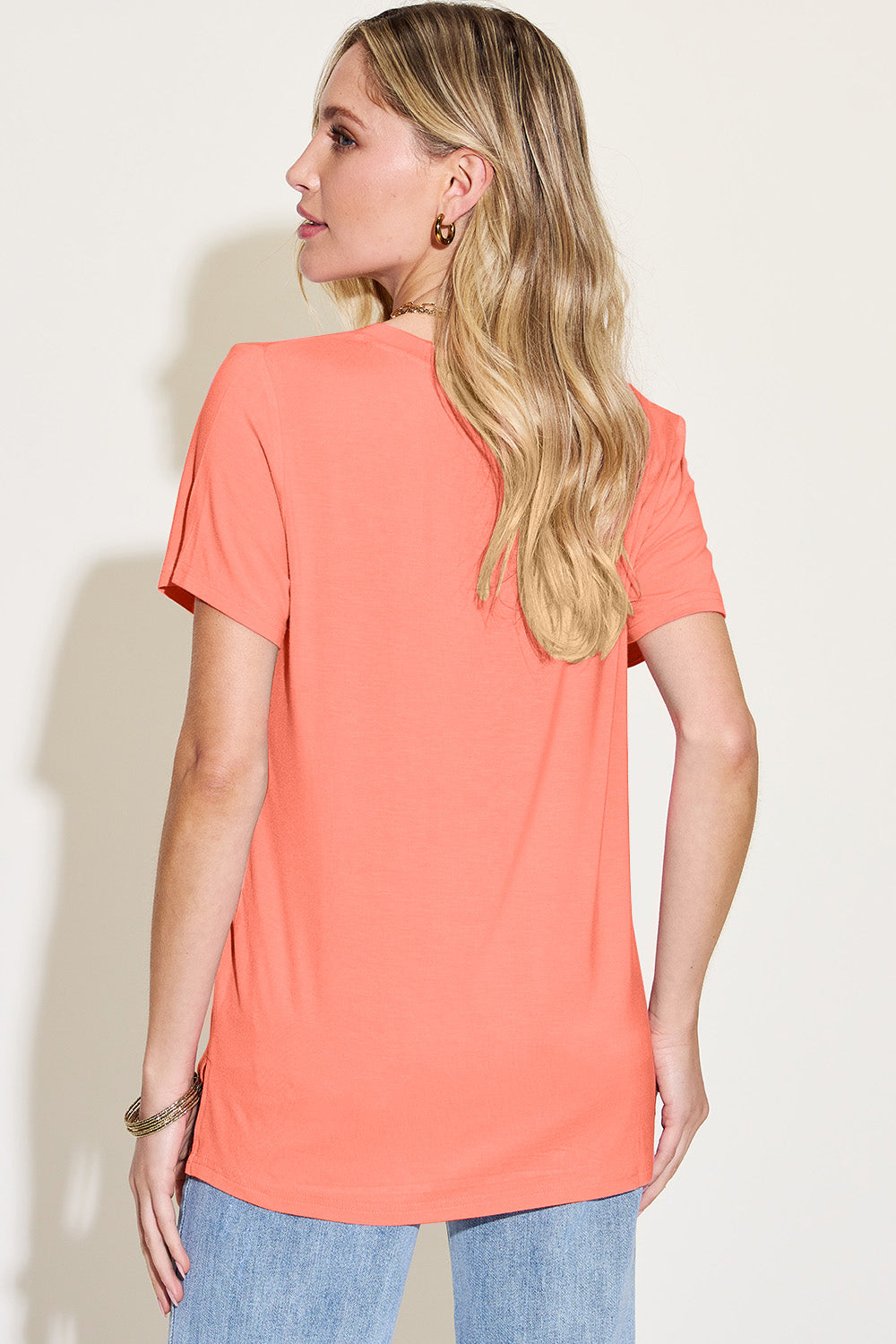 Basic Bae Bamboo Full Size V-Neck High-Low T-Shirt ShopBasicbae