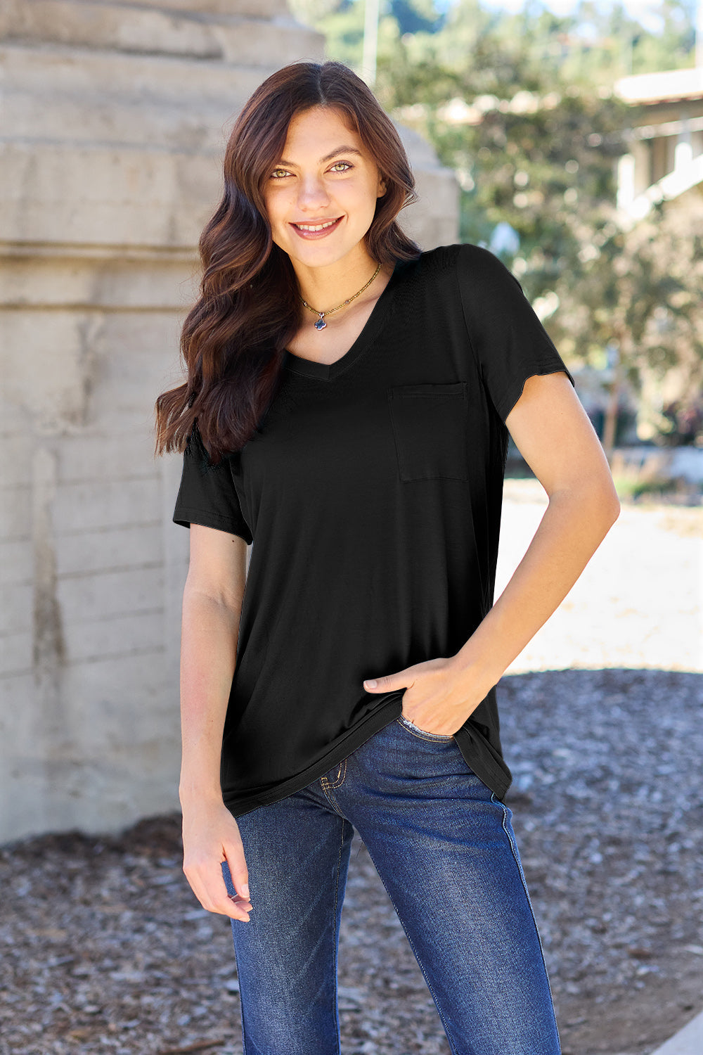 Basic Bae Bamboo Full Size  V-Neck Short Sleeve T-Shirt ShopBasicbae