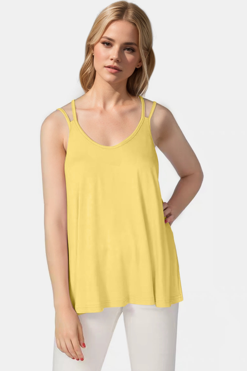 Basic Bae Bamboo Scoop Neck Double Spaghetti Straps Cami ShopBasicbae