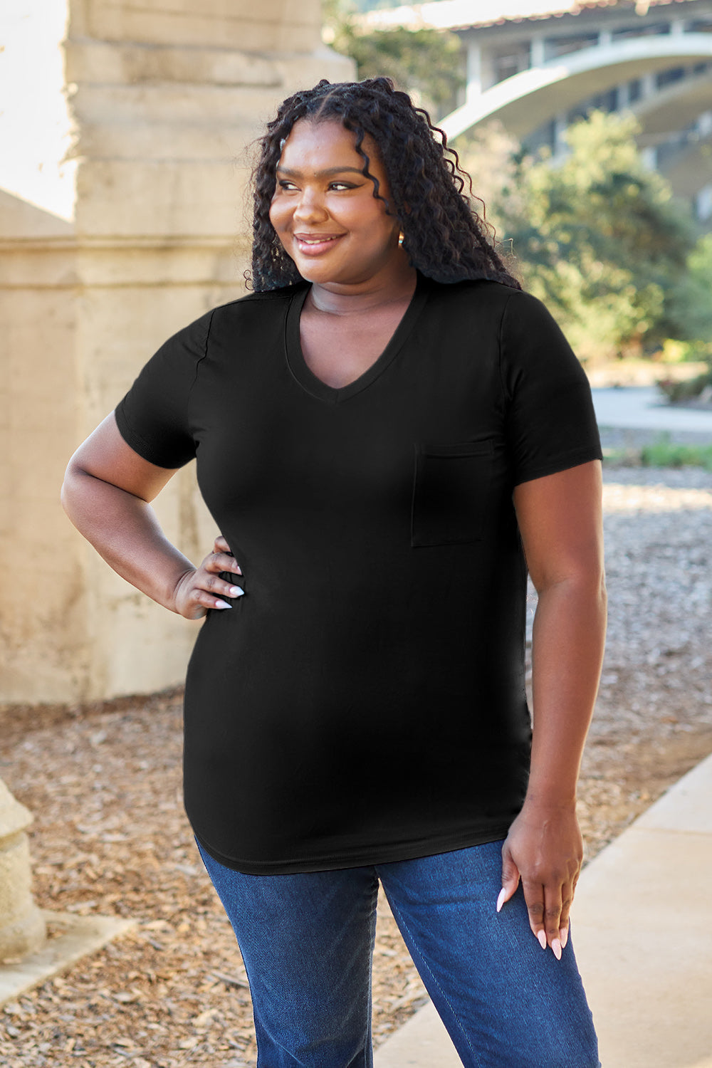 Basic Bae Bamboo Full Size  V-Neck Short Sleeve T-Shirt ShopBasicbae
