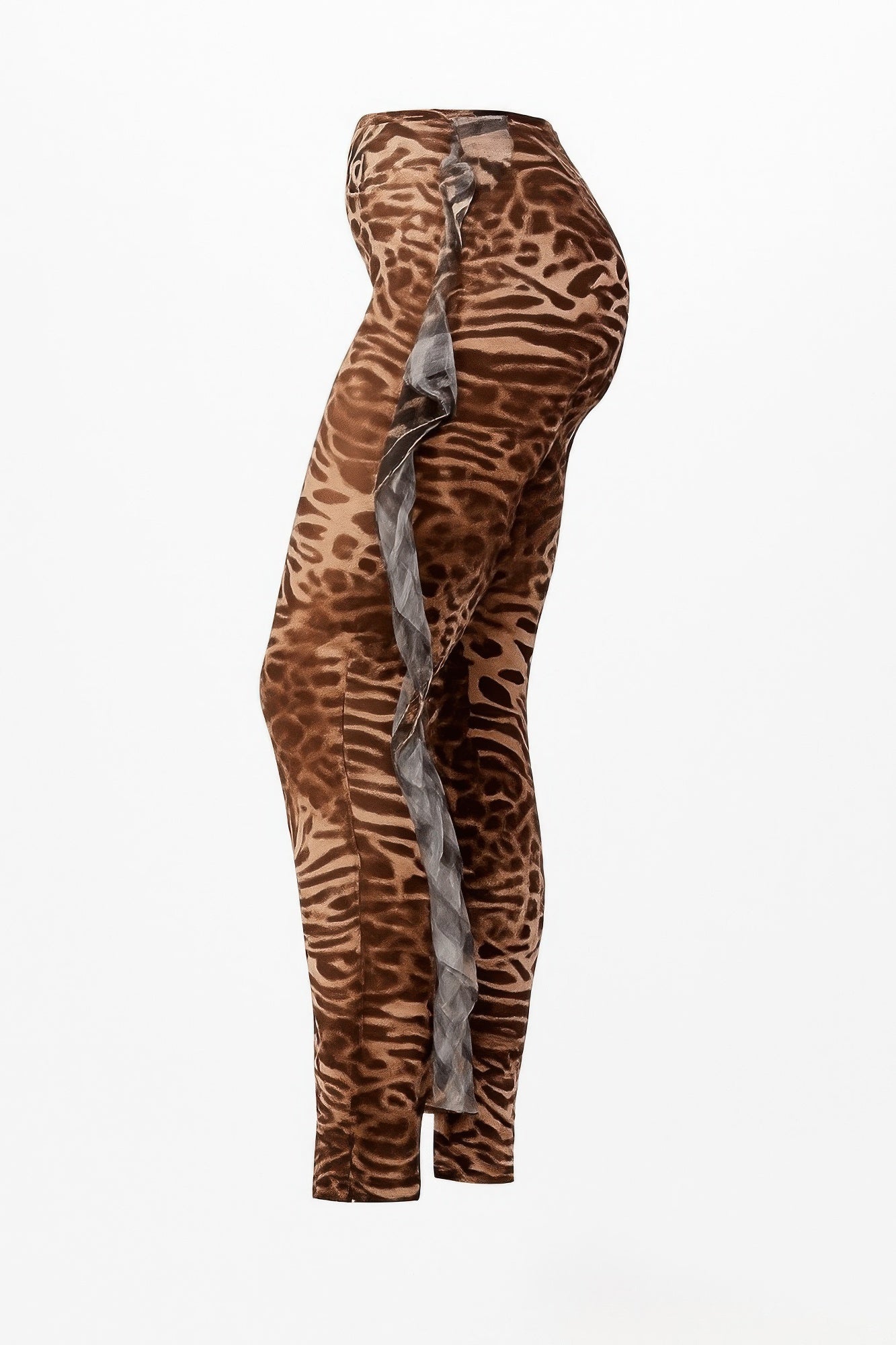 Leopard Side Ruffle Printed Pants