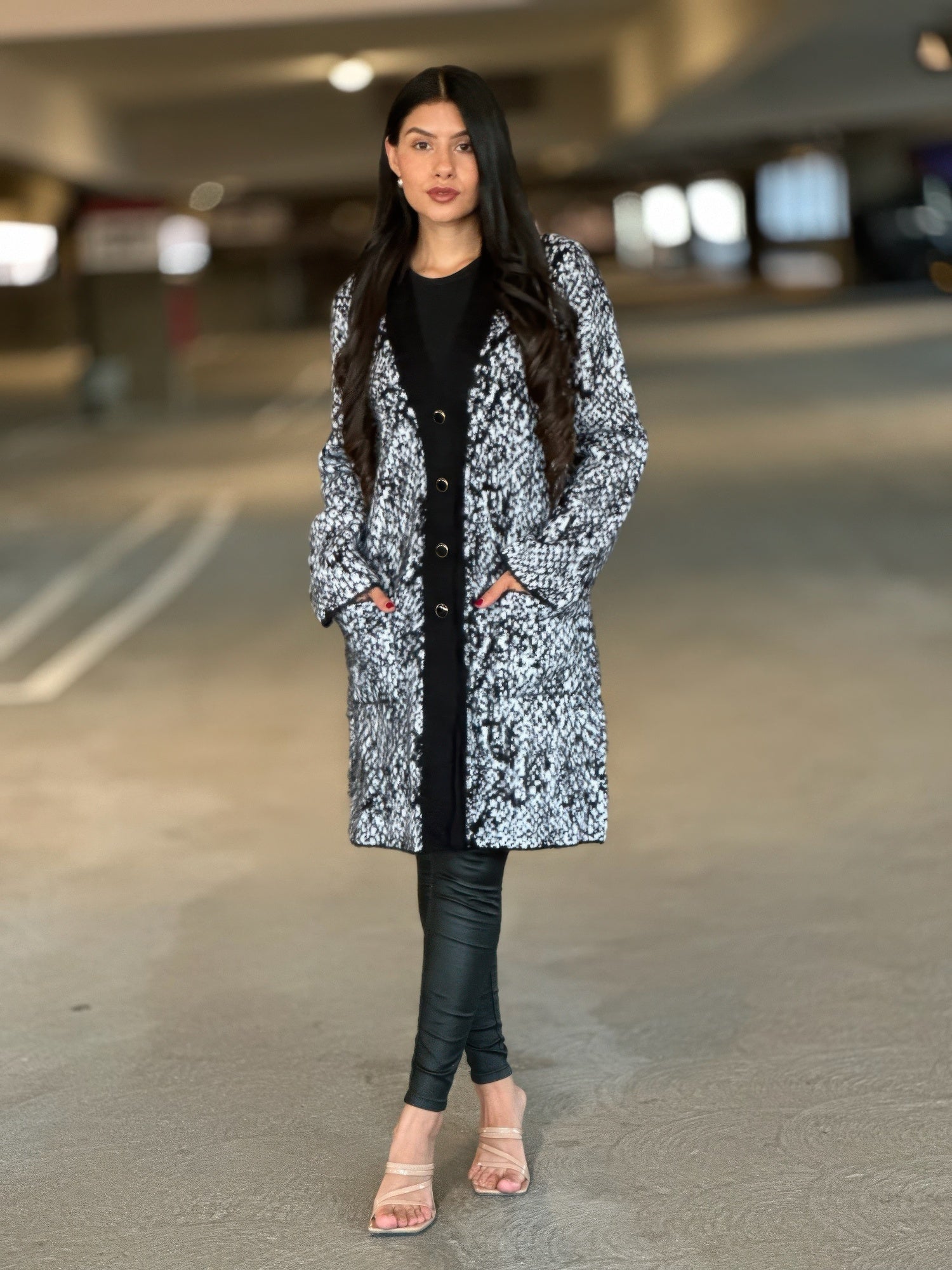 Big Button-down Long Sleeve Snake Print Cardigan