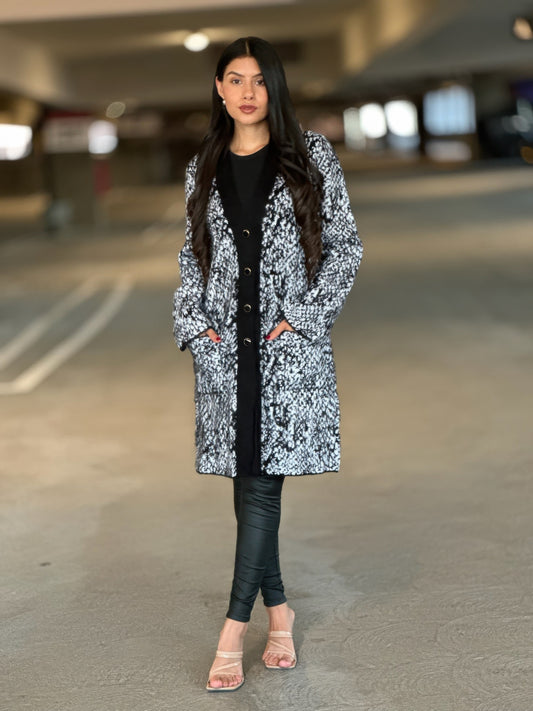 Big Button-down Long Sleeve Snake Print Cardigan