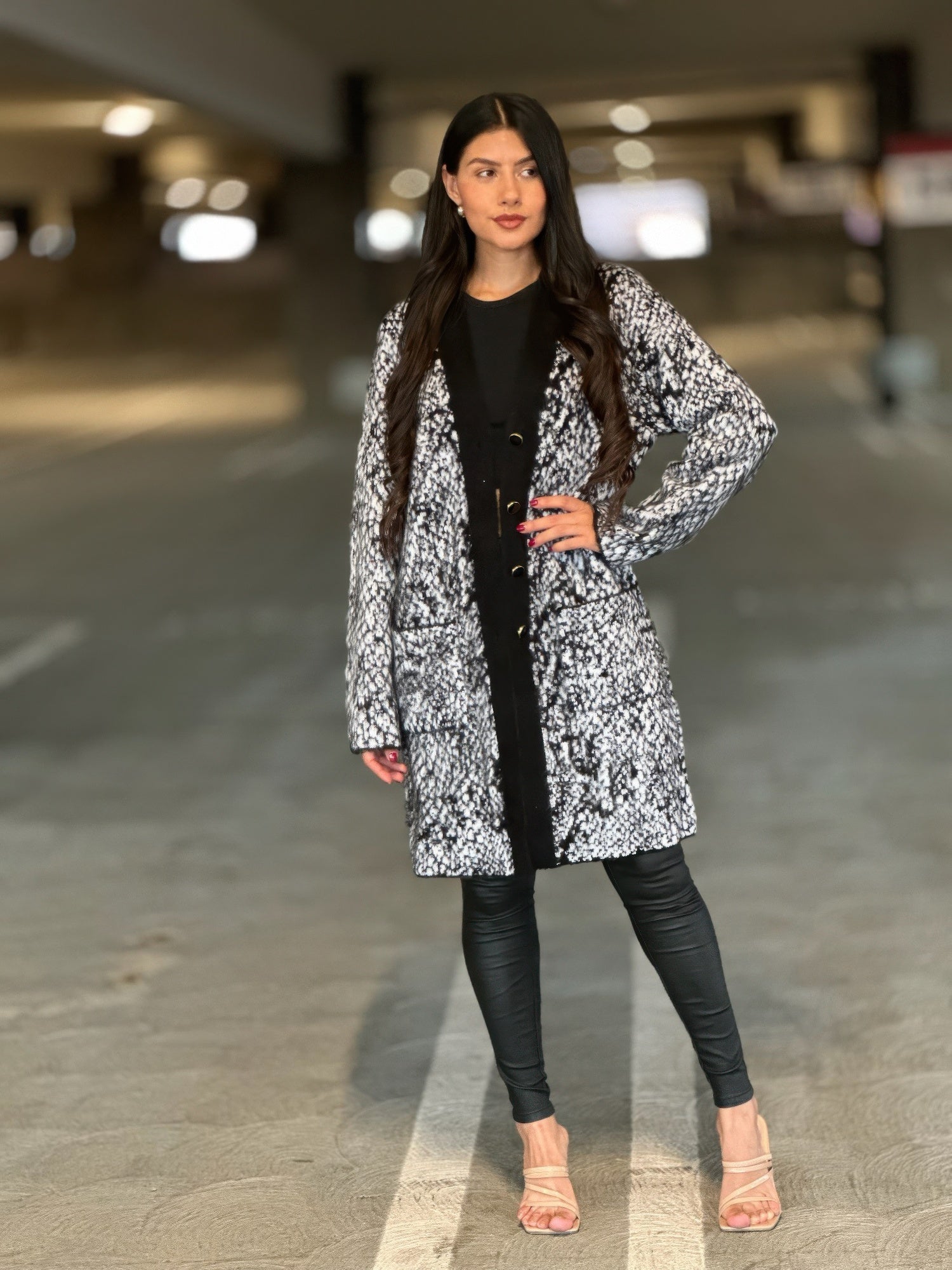 Big Button-down Long Sleeve Snake Print Cardigan