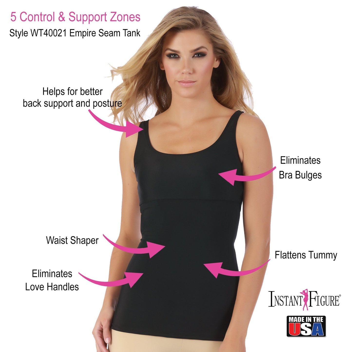 InstantFigure Plus Size Empire Seam Tank Top WT4061C InstantFigure INC