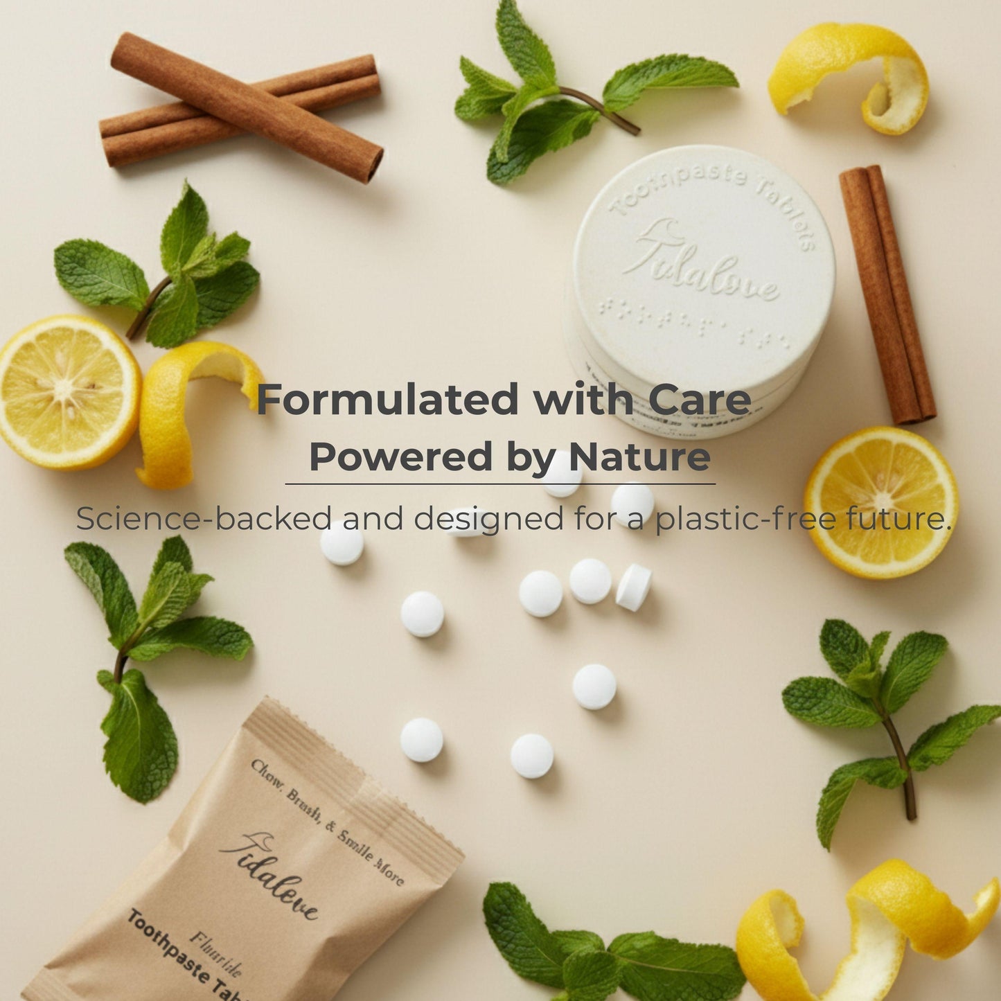 Fluoride Yuzu Mint Toothpaste Tablets — 1 Month Tidalove