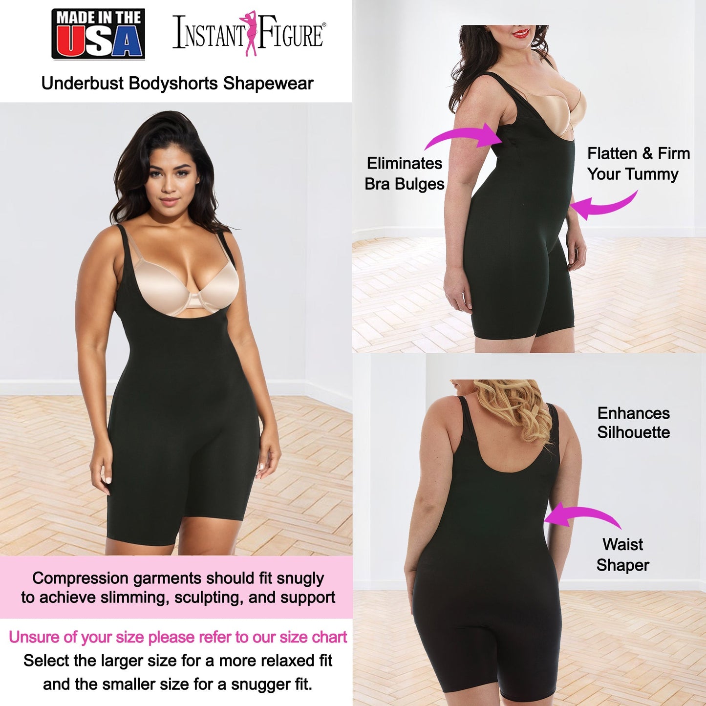 InstantFigure Underbust Bodyshorts Plus Size Shapewear WB40161C InstantFigure INC