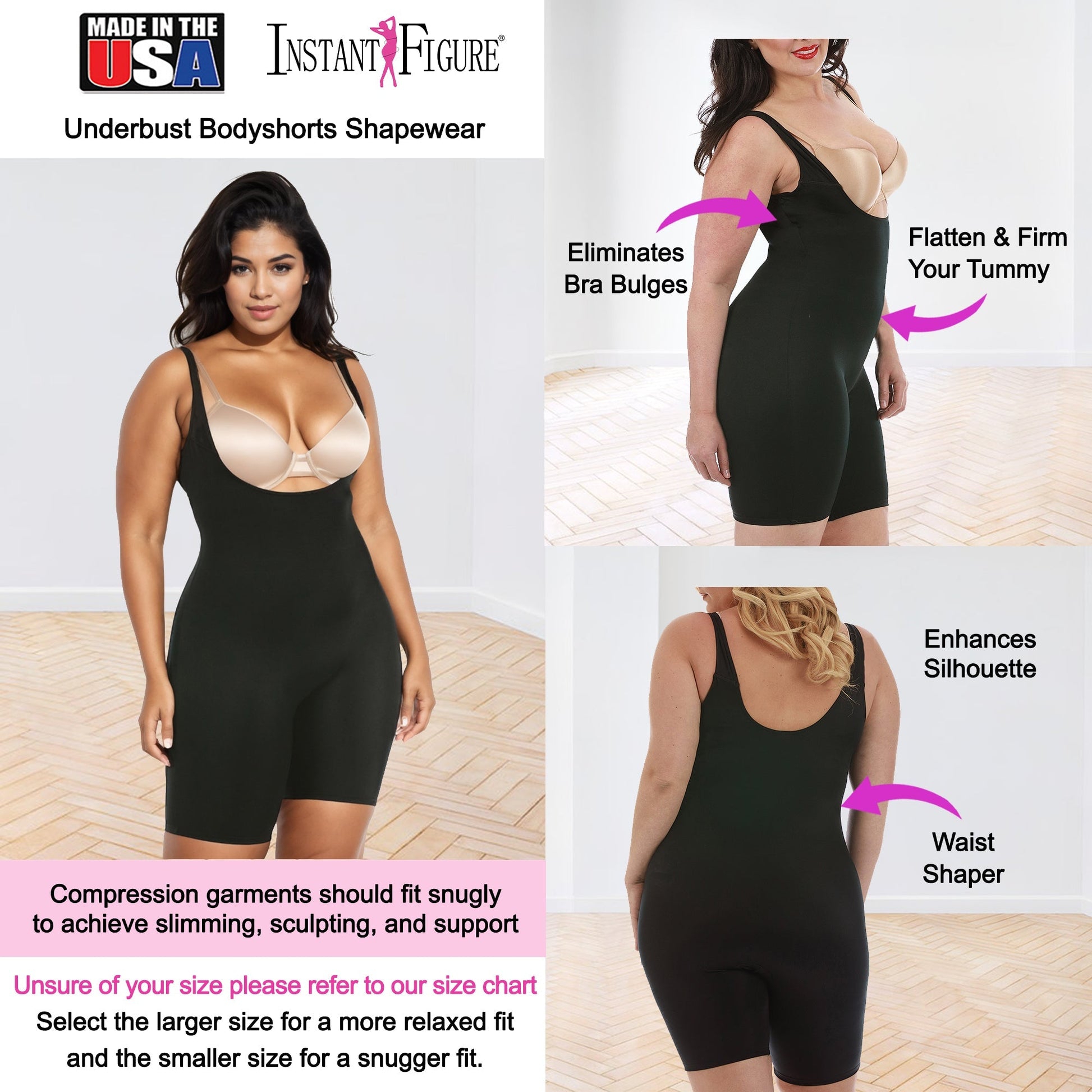 InstantFigure Underbust Bodyshorts Plus Size Shapewear WB40161C InstantFigure INC