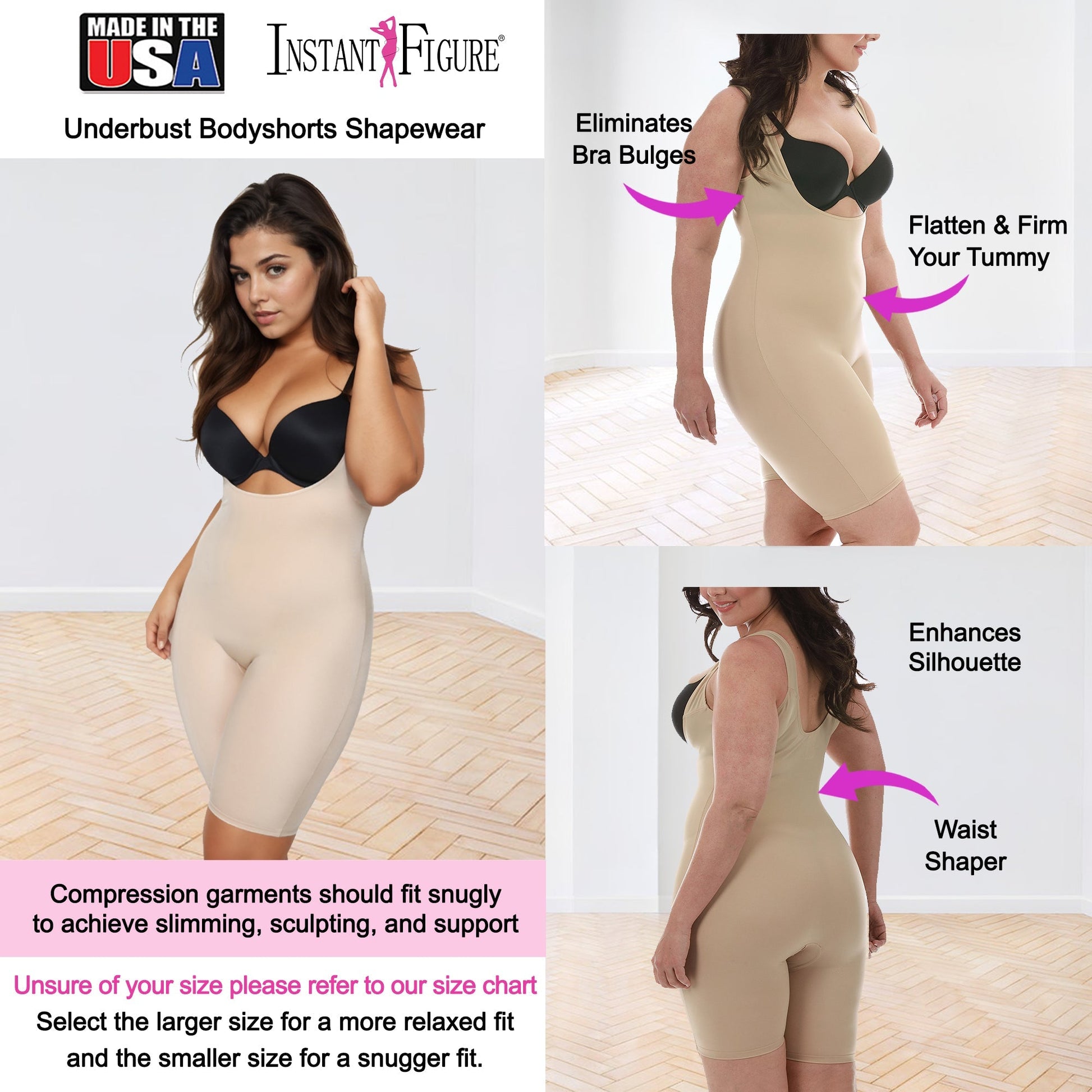 InstantFigure Underbust Bodyshorts Plus Size Shapewear WB40161C InstantFigure INC