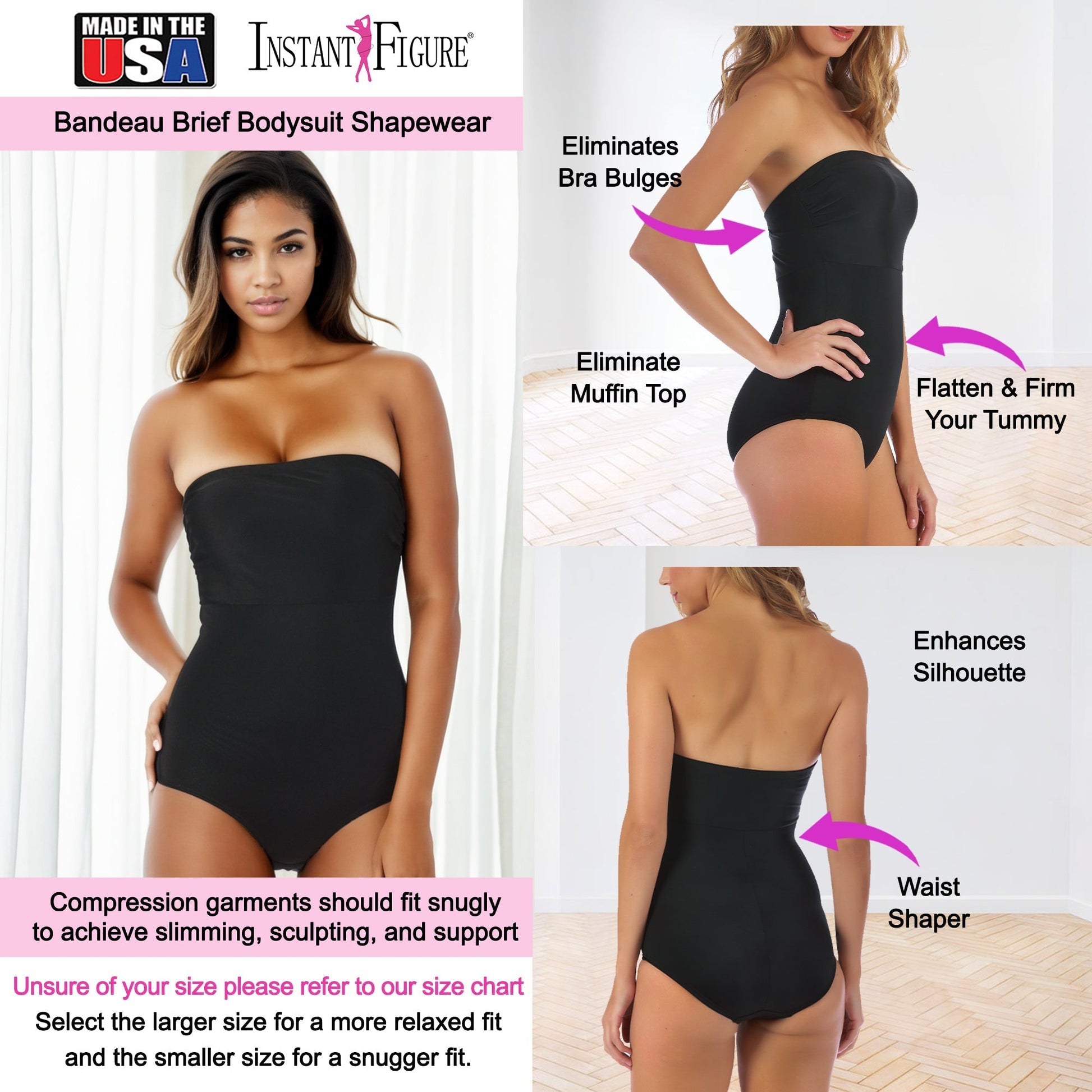 Plus Size InstantFigure Bandeau Brief Bodysuit Shapewear WBS012C InstantFigure INC