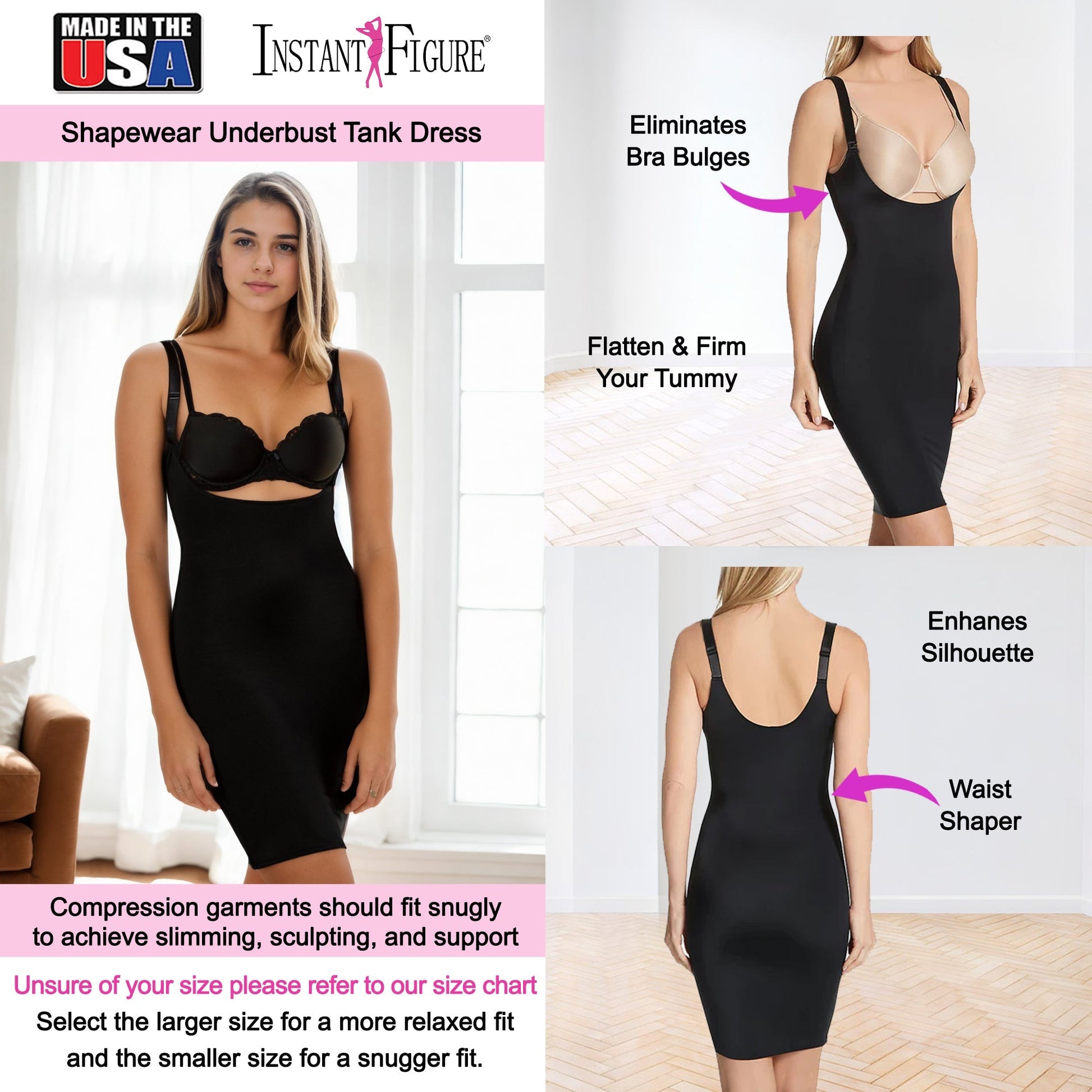 InstantFigure Shapewear Underbust Tank Dress WDS40151 InstantFigure INC