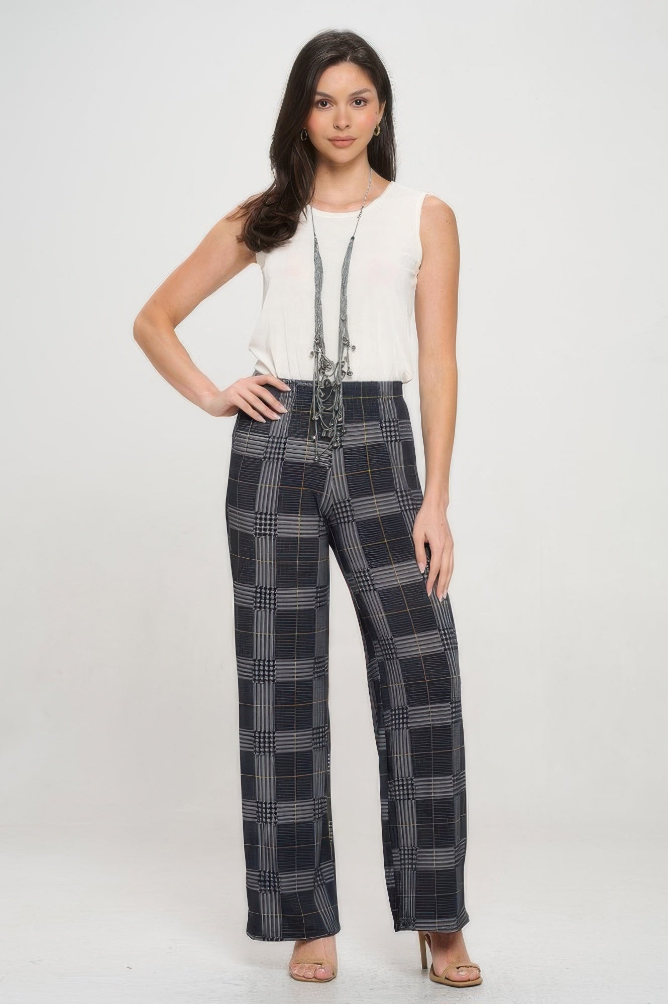 Elastic Waistband Wide Leg Pant