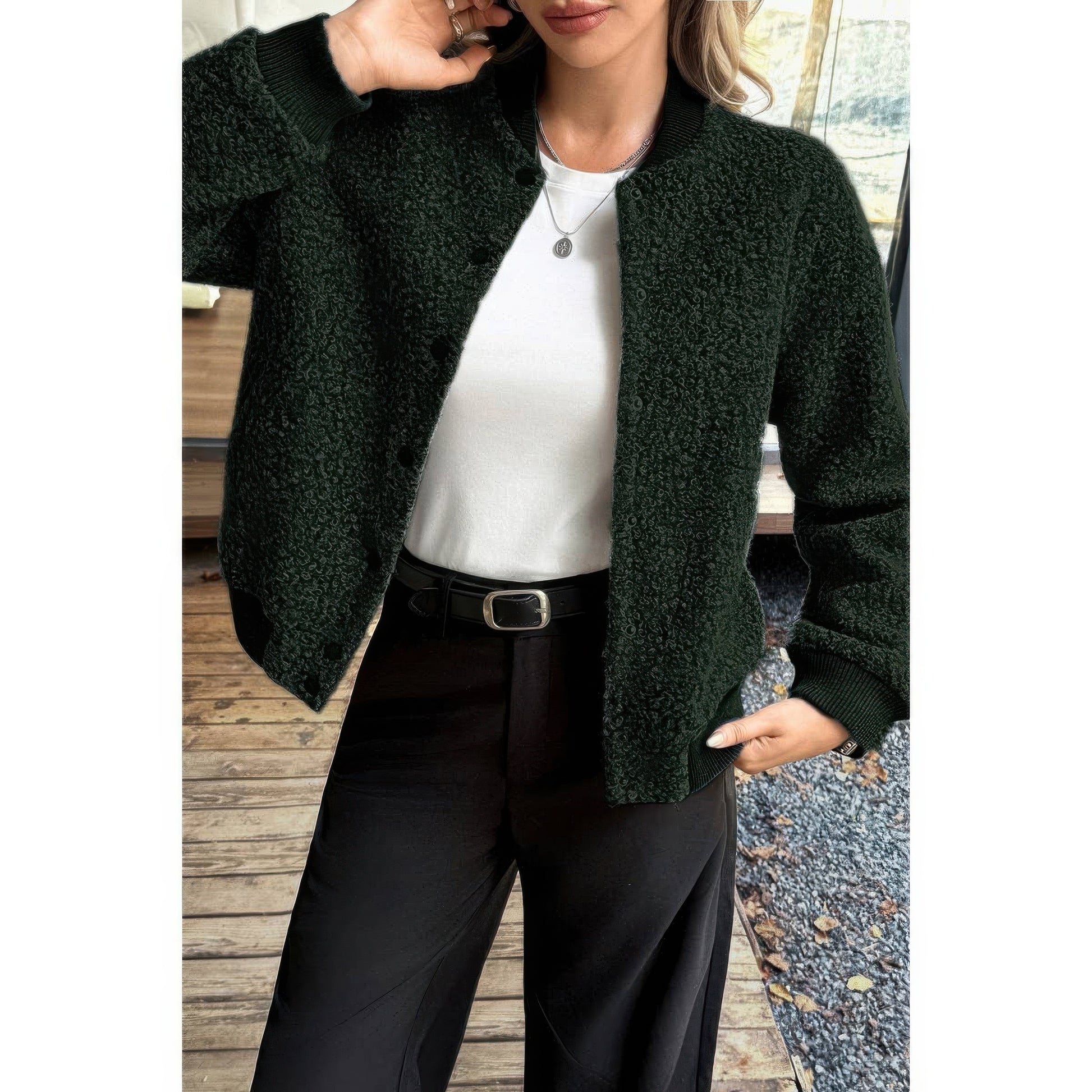 Faux Sherpa Fuzzy Teddy Bomber Jacket
