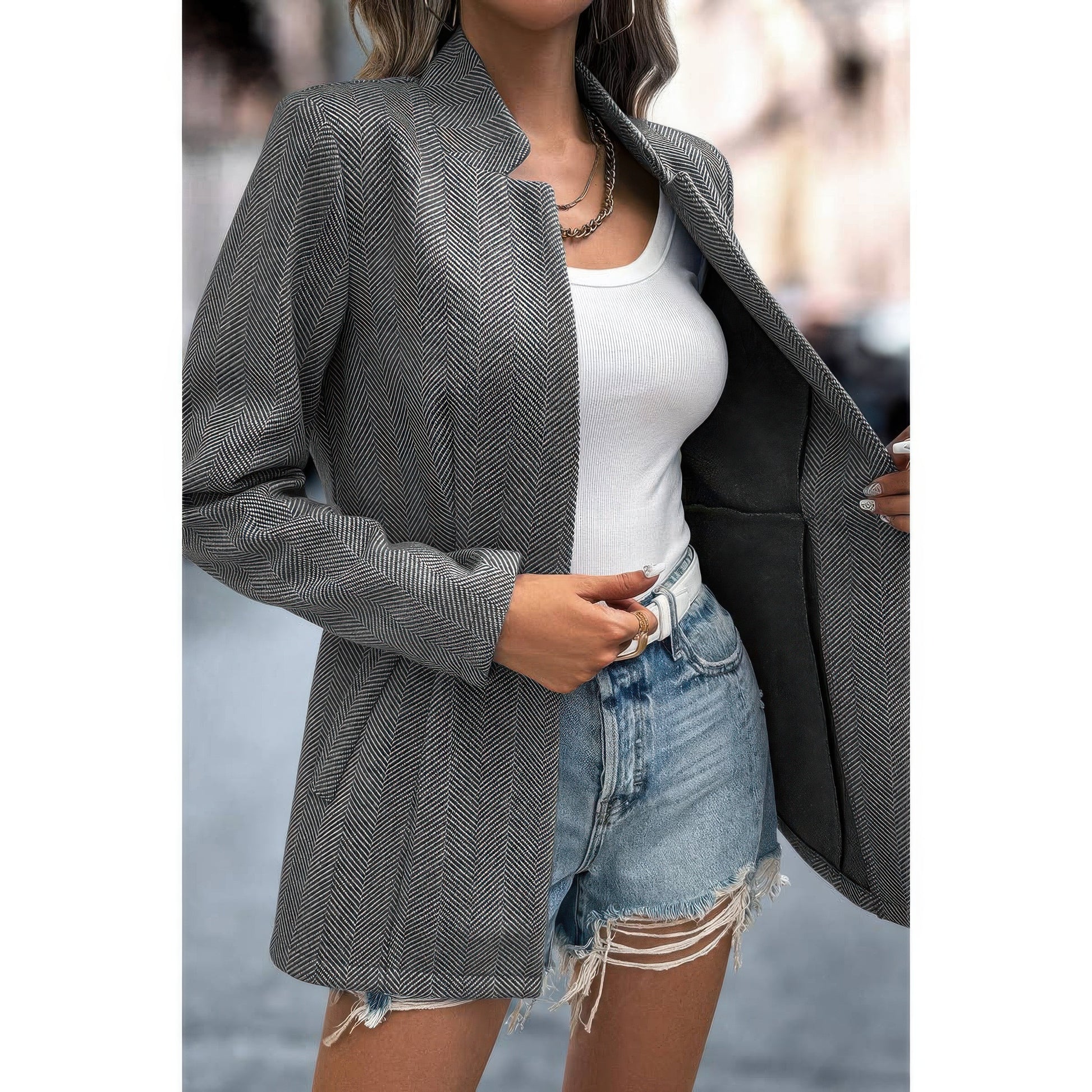 Solid Pocket Long Sleeve Elegant Wool Coat