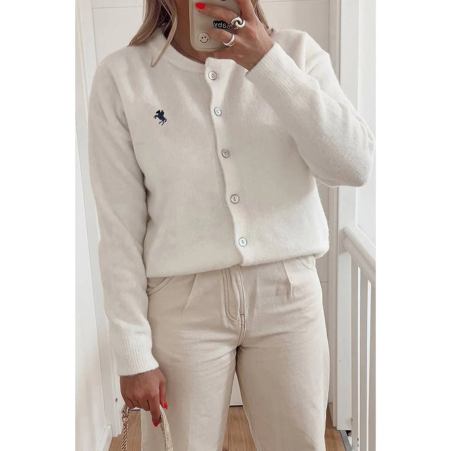 Solid Button Up Knit Long Sleeves Sweater