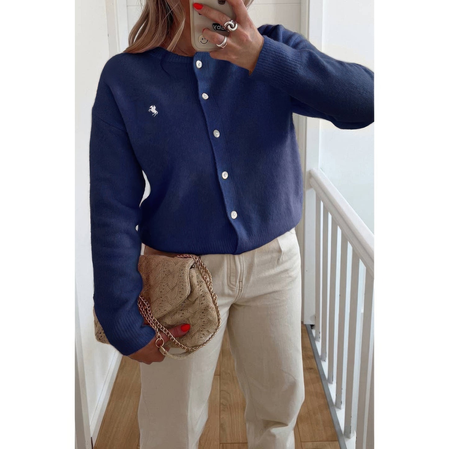 Solid Button Up Knit Long Sleeves Sweater