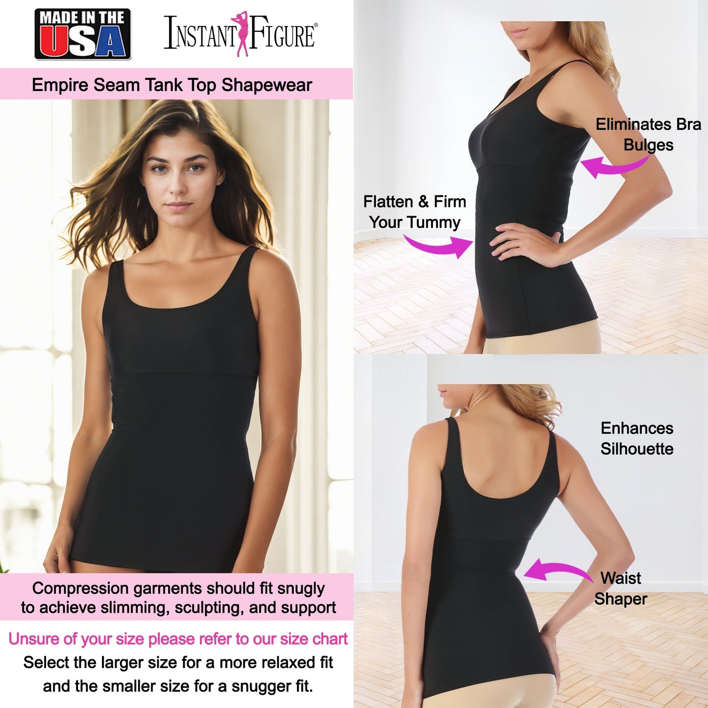 InstantFigure Plus Size Empire Seam Tank Top WT4061C InstantFigure INC