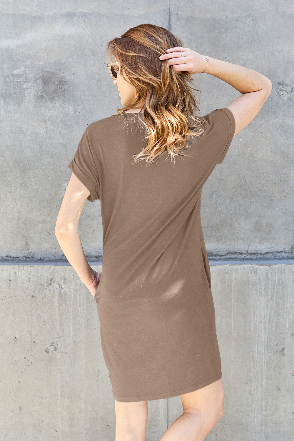 Basic Bae Full Size Round Neck Short Sleeve Dress with Pockets ShopBasicbae
