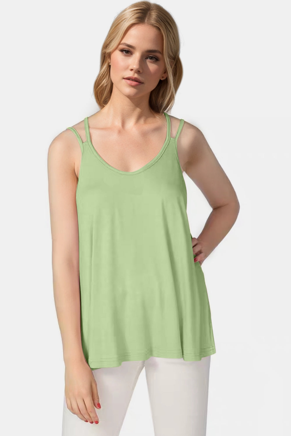 Basic Bae Bamboo Scoop Neck Double Spaghetti Straps Cami ShopBasicbae