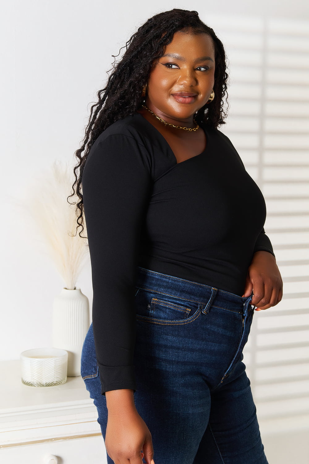 Basic Bae Asymmetrical Neck Long Sleeve Top ShopBasicbae