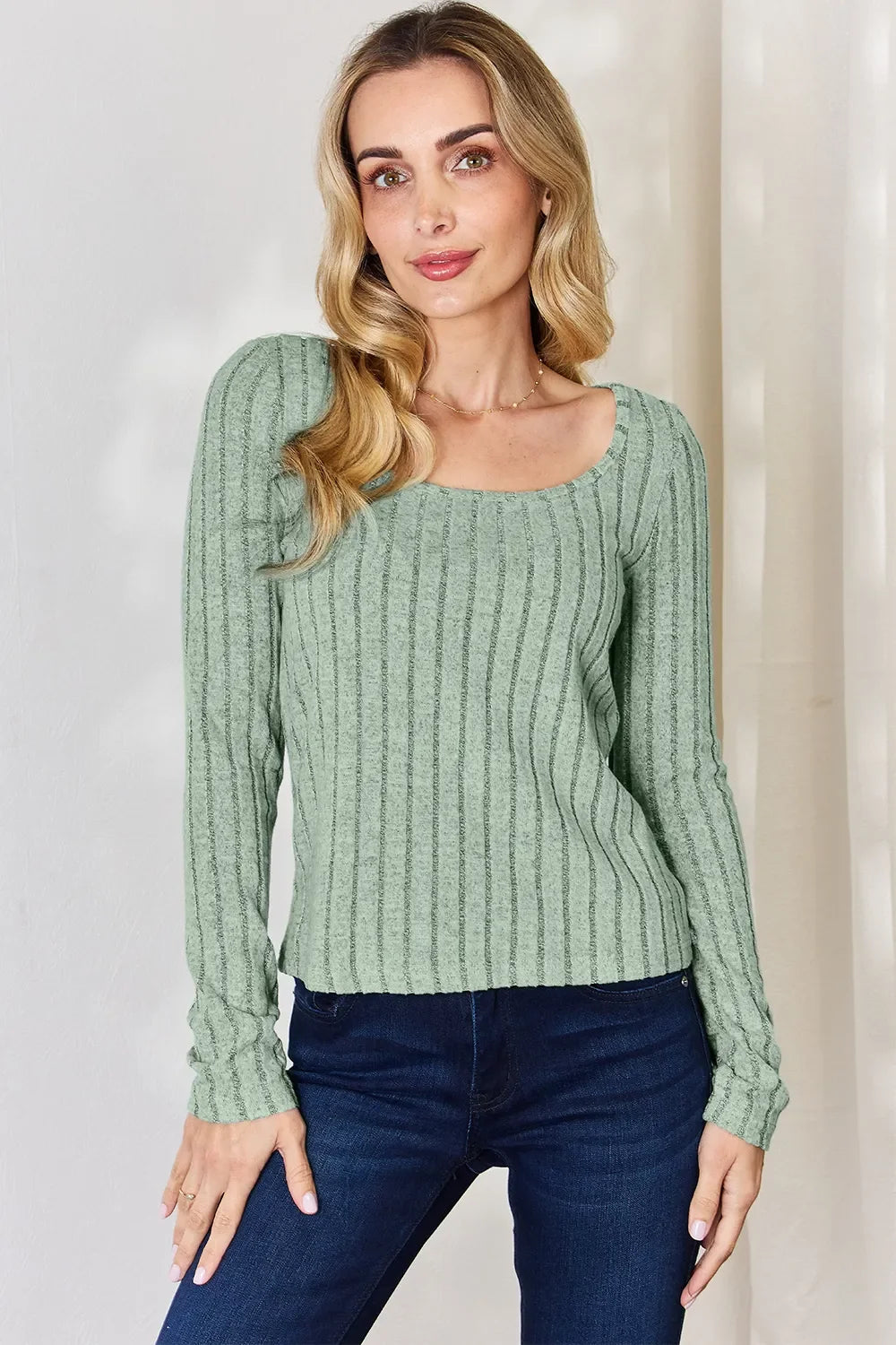 Basic Bae Full Size Ribbed Long Sleeve T-Shirt ShopBasicbae