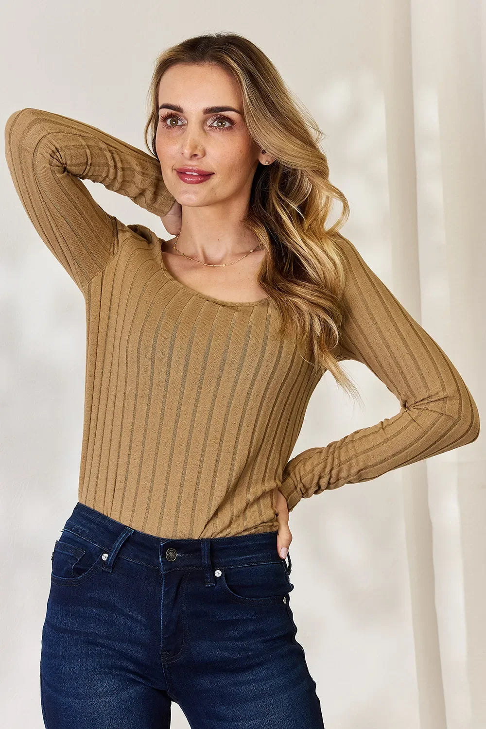 Basic Bae Full Size Ribbed Long Sleeve T-Shirt ShopBasicbae