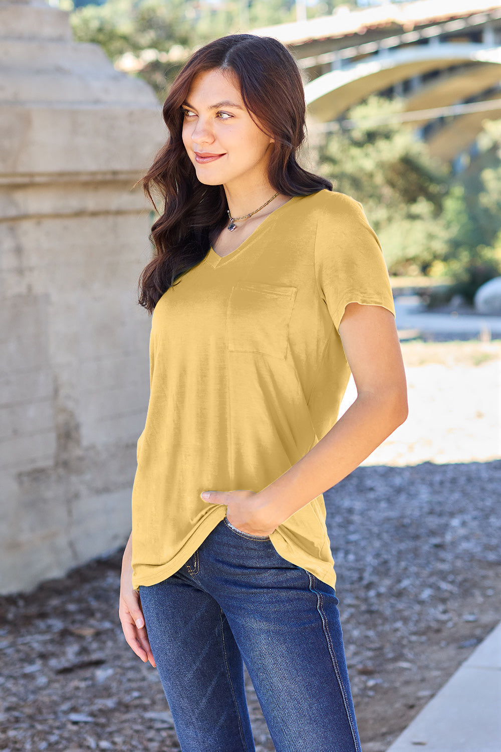 Basic Bae Bamboo Full Size  V-Neck Short Sleeve T-Shirt ShopBasicbae