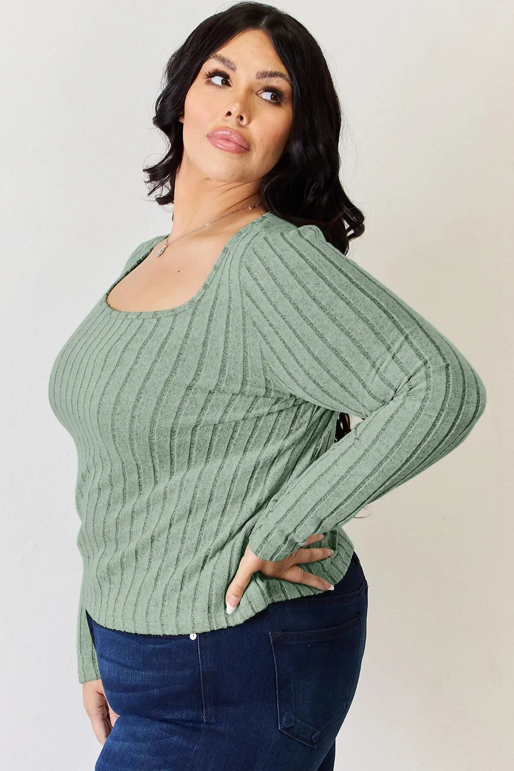 Basic Bae Full Size Ribbed Long Sleeve T-Shirt ShopBasicbae