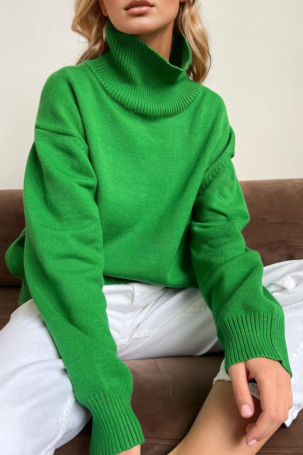 Basic Bae Turtleneck Dropped Shoulder Long Sleeve Sweater ShopBasicbae
