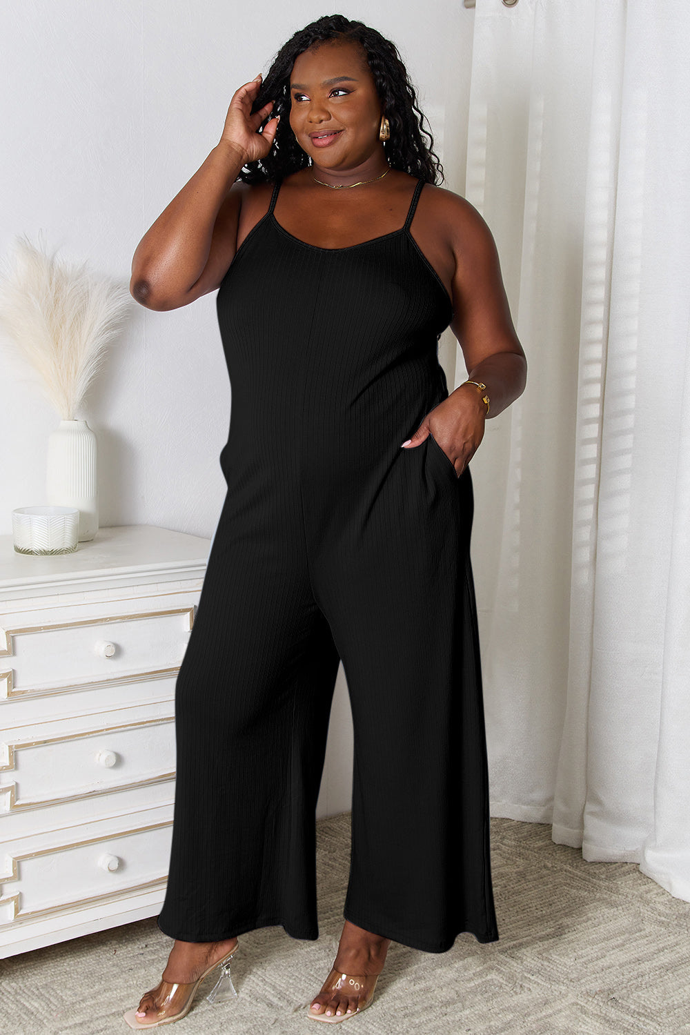 Basic Bae Full Size Spaghetti Strap V-Neck Jumpsuit ShopBasicbae