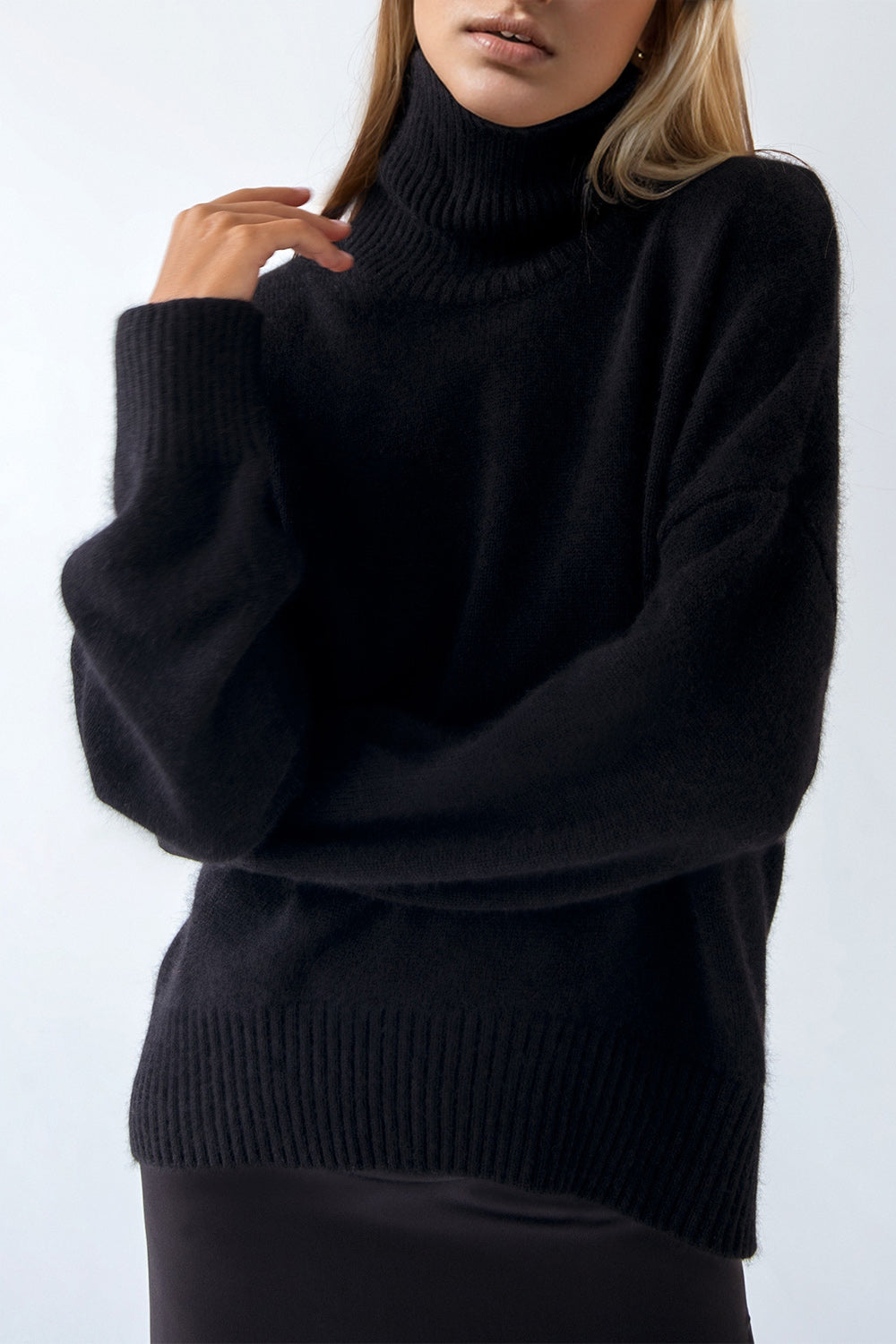 Basic Bae Turtleneck Dropped Shoulder Long Sleeve Sweater ShopBasicbae