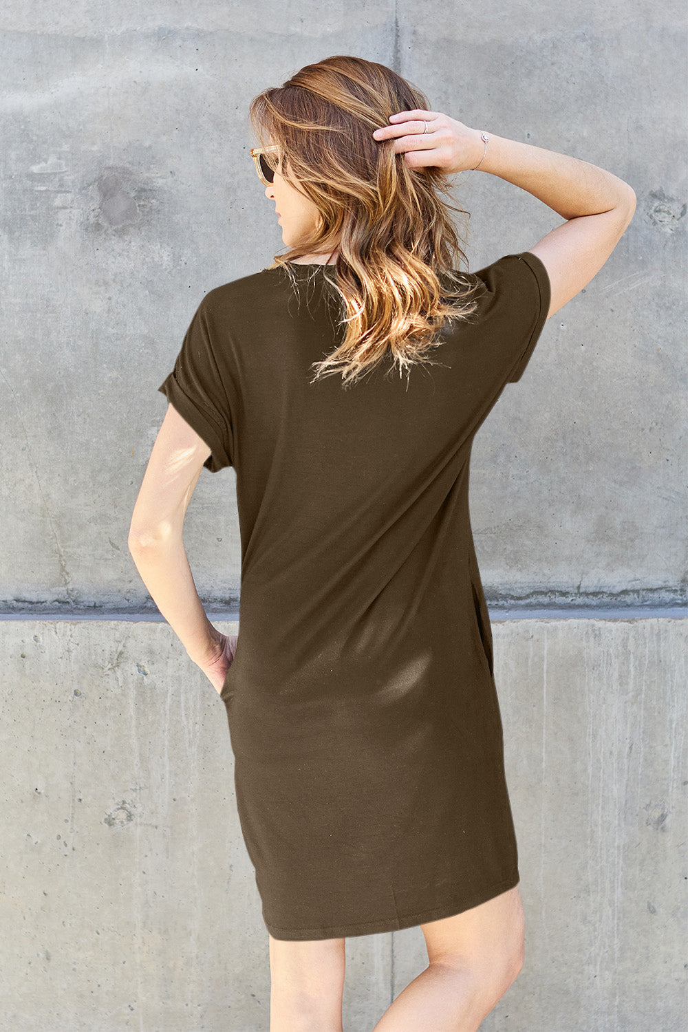 Basic Bae Full Size Round Neck Short Sleeve Dress with Pockets ShopBasicbae
