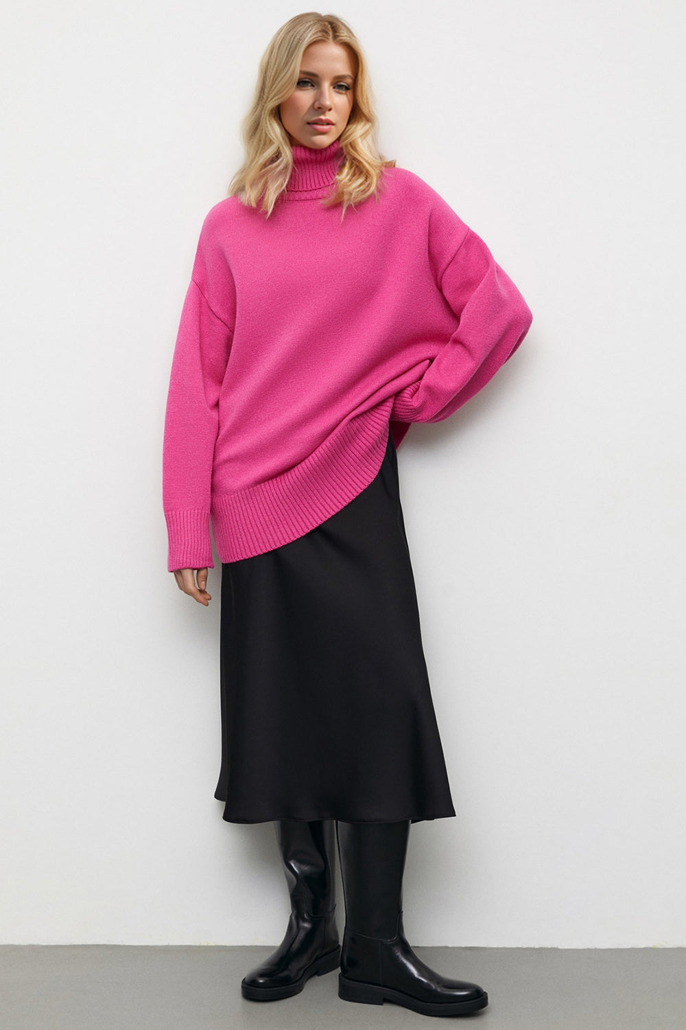 Basic Bae Turtleneck Dropped Shoulder Long Sleeve Sweater ShopBasicbae
