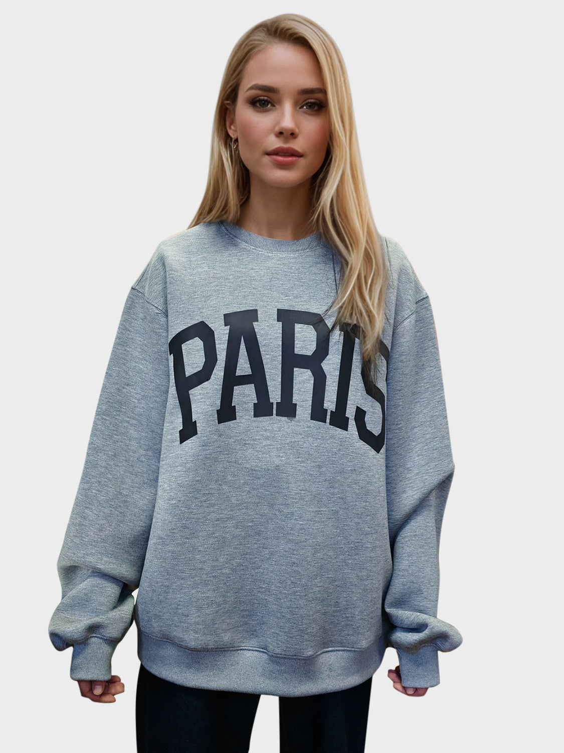 Basic Bae PARIS Round Neck Long Sleeve Air Scuba Sweatshirt ShopBasicbae