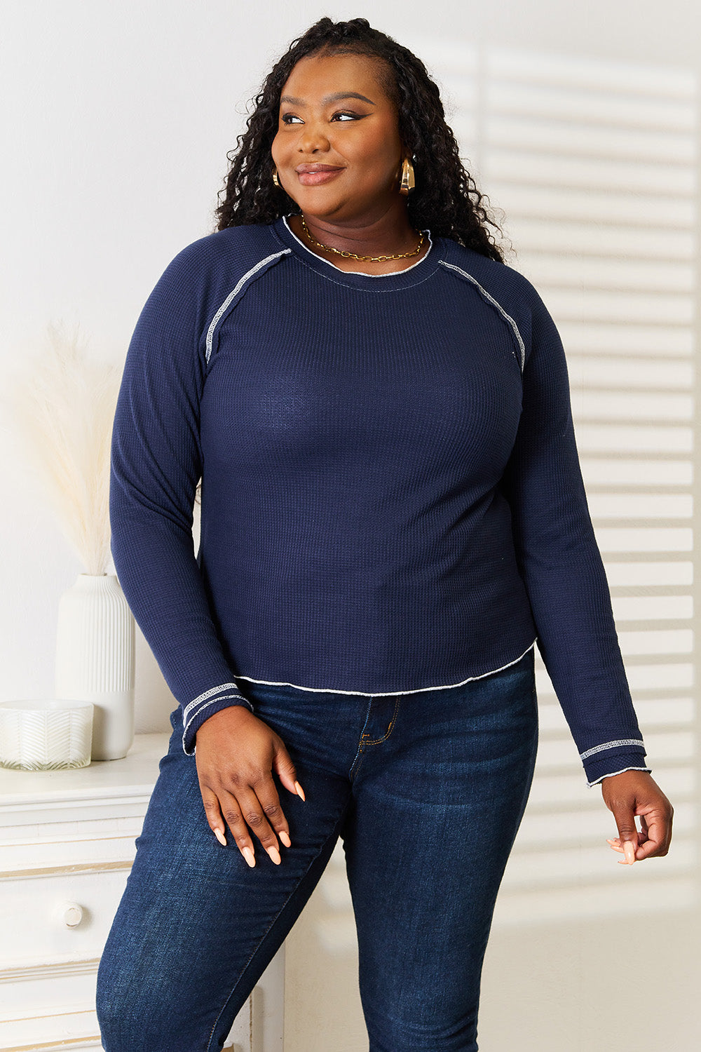 Basic Bae Long Raglan Sleeve Round Neck Top ShopBasicbae