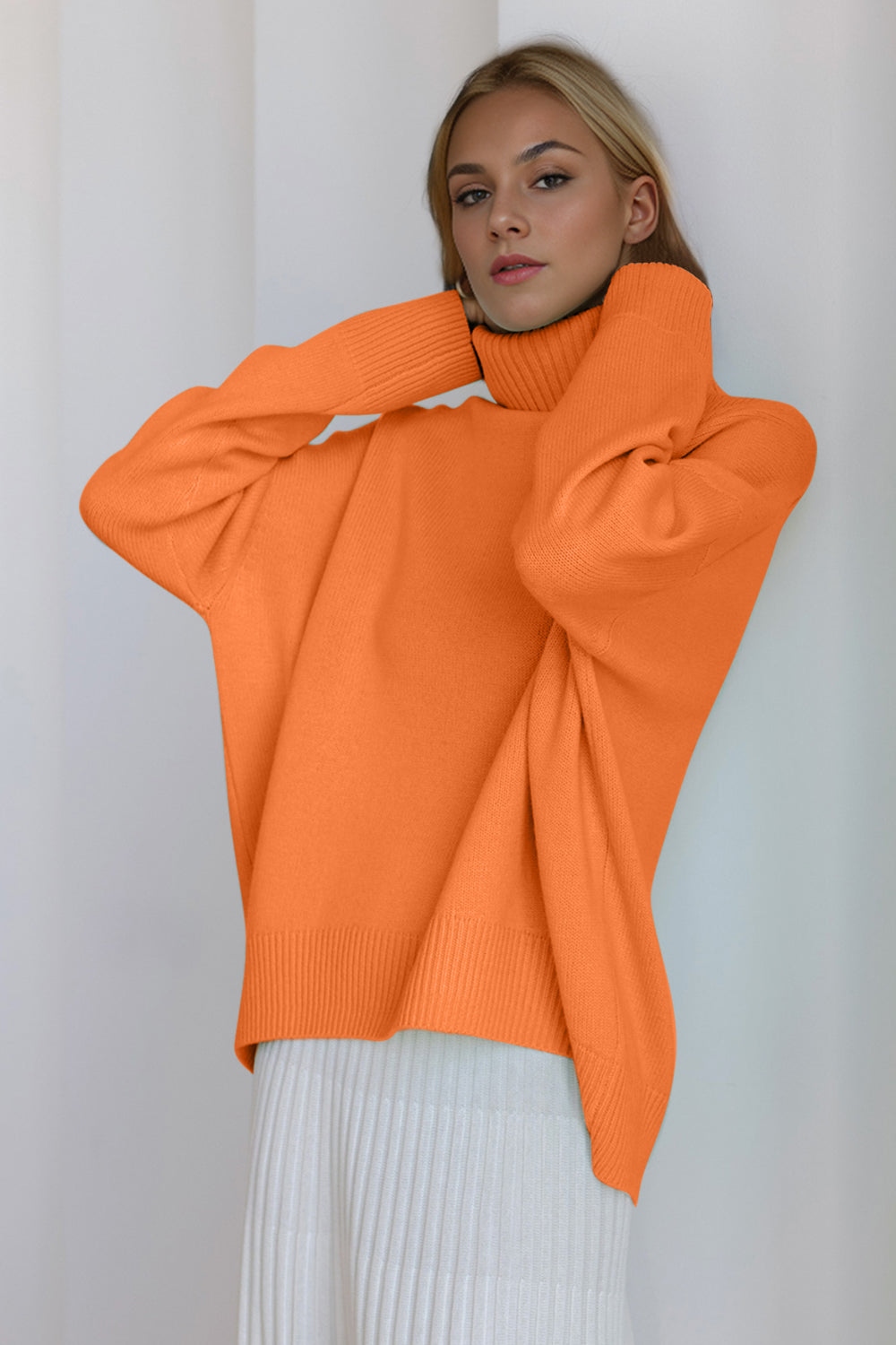 Basic Bae Turtleneck Dropped Shoulder Long Sleeve Sweater ShopBasicbae