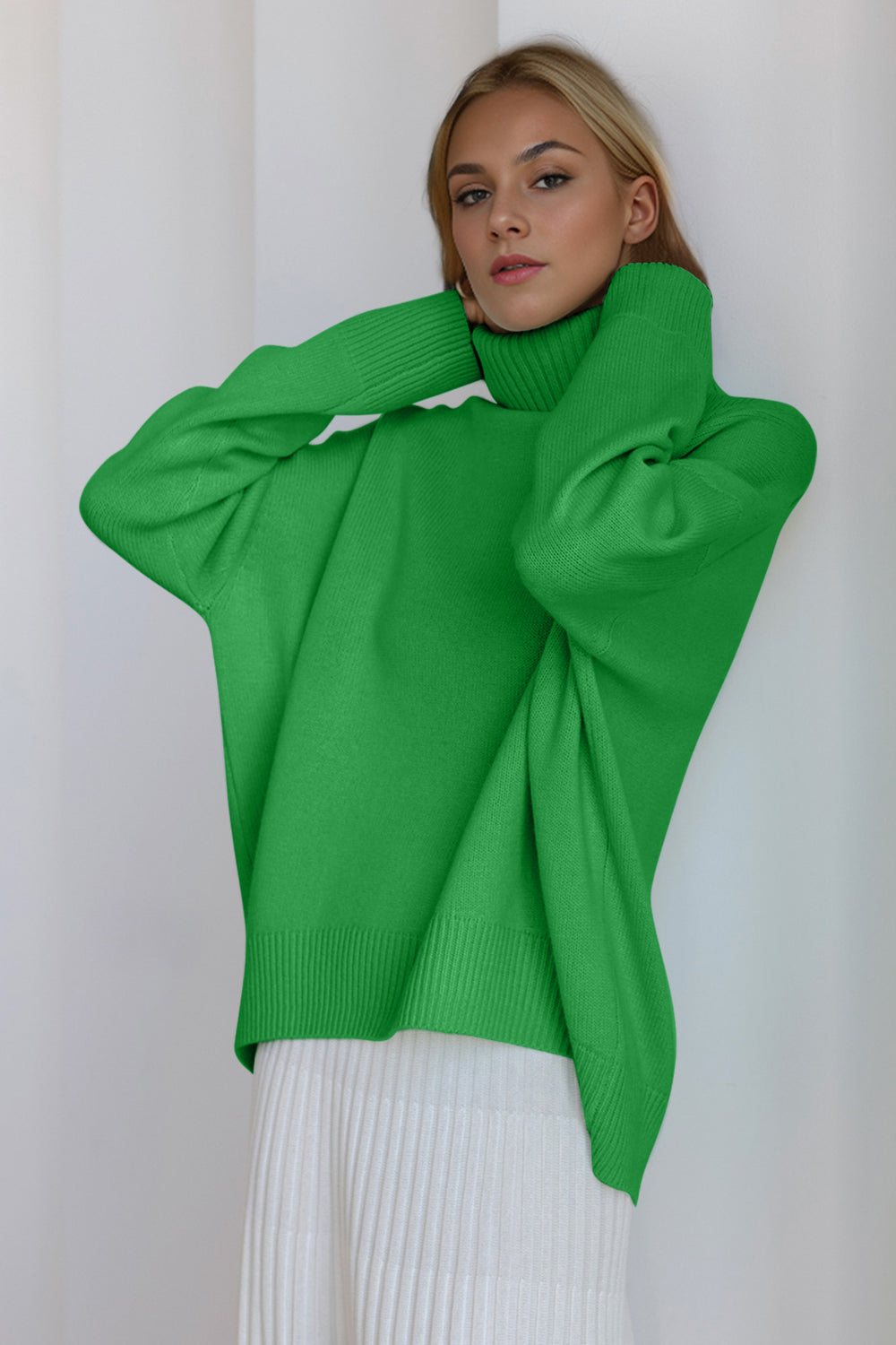 Basic Bae Turtleneck Dropped Shoulder Long Sleeve Sweater ShopBasicbae