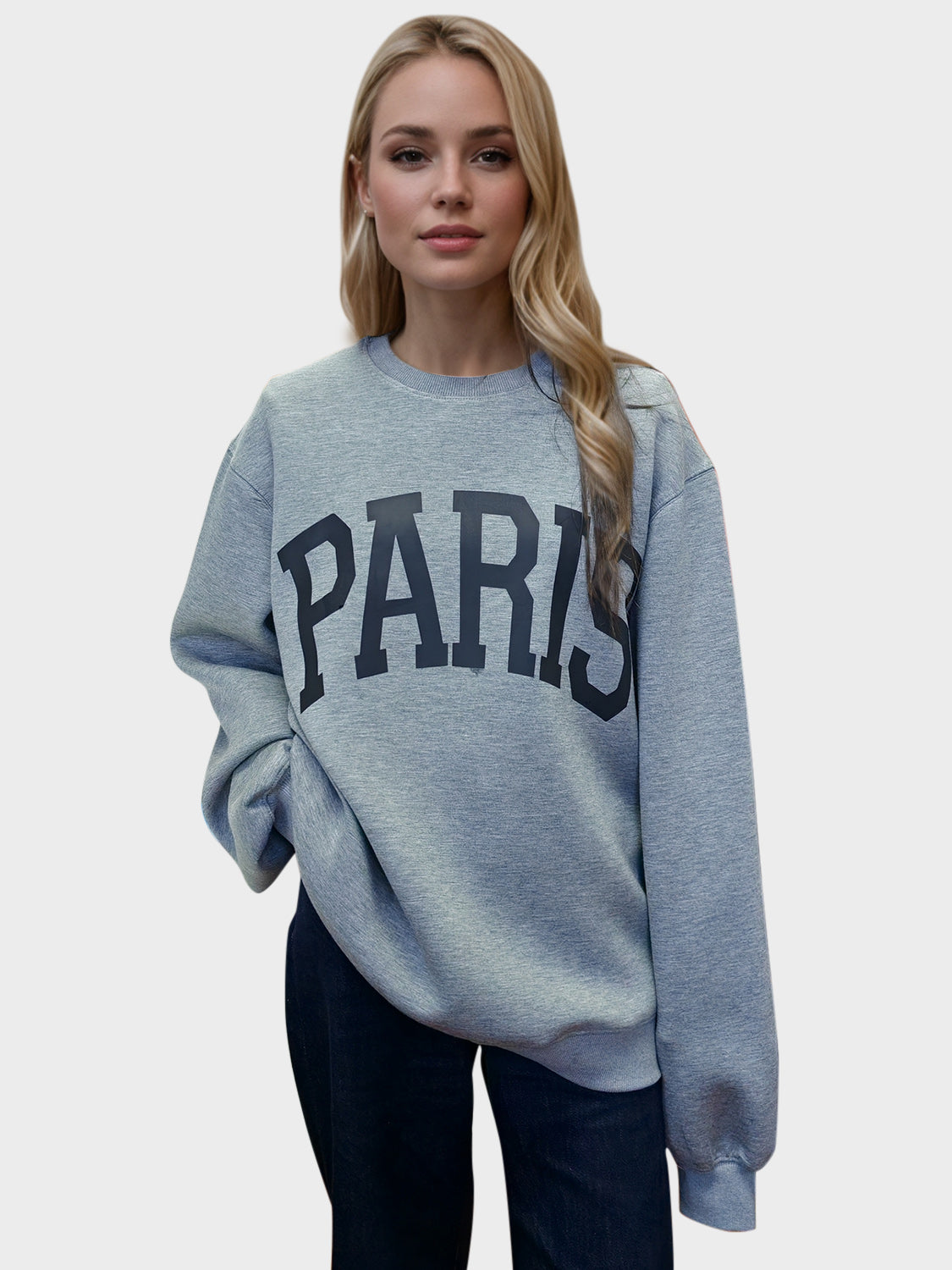 Basic Bae PARIS Round Neck Long Sleeve Air Scuba Sweatshirt ShopBasicbae